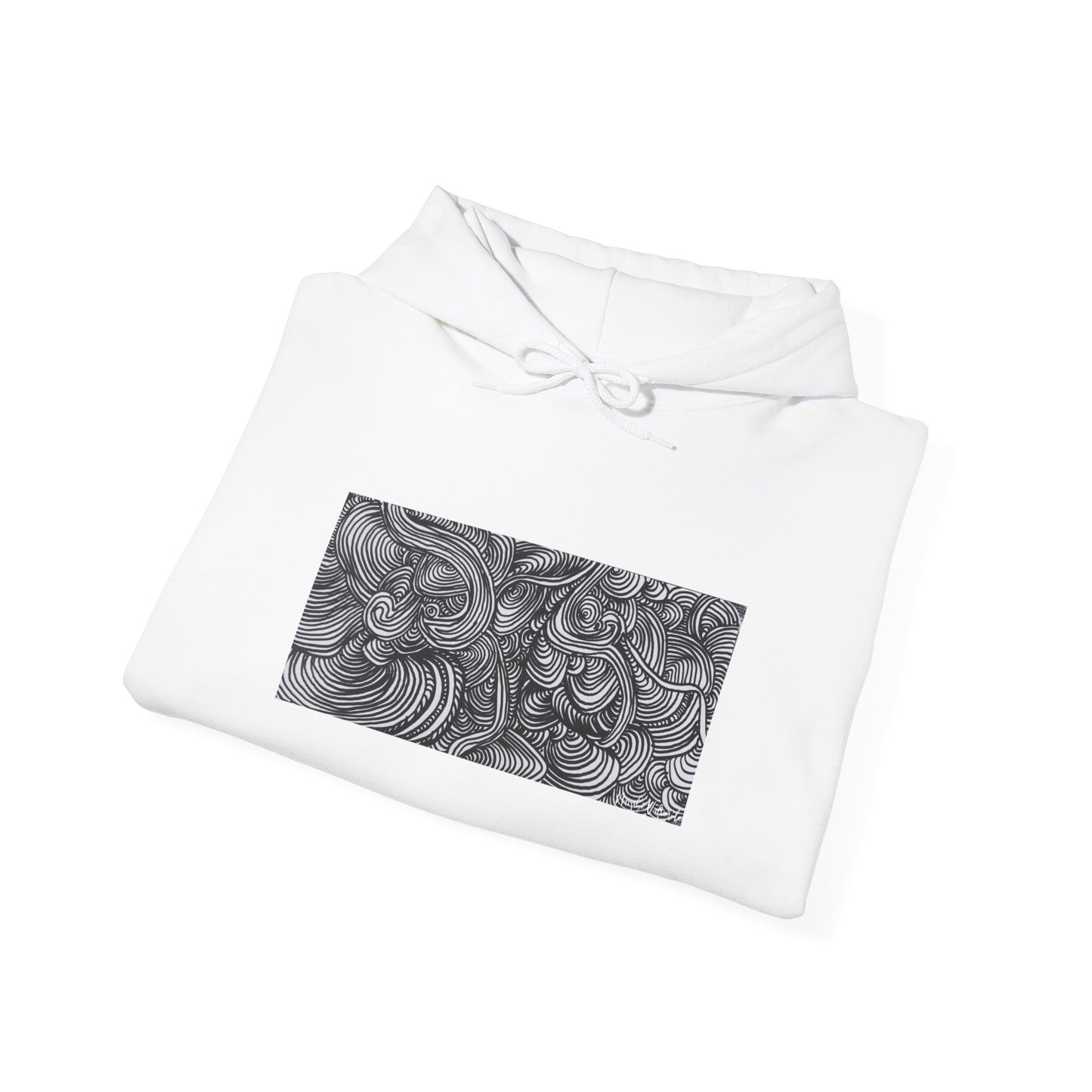 Unisex Heavy Blend™ Original Minimalist Line Art Midsize Print Hooded Sweatshirt - Liquid
