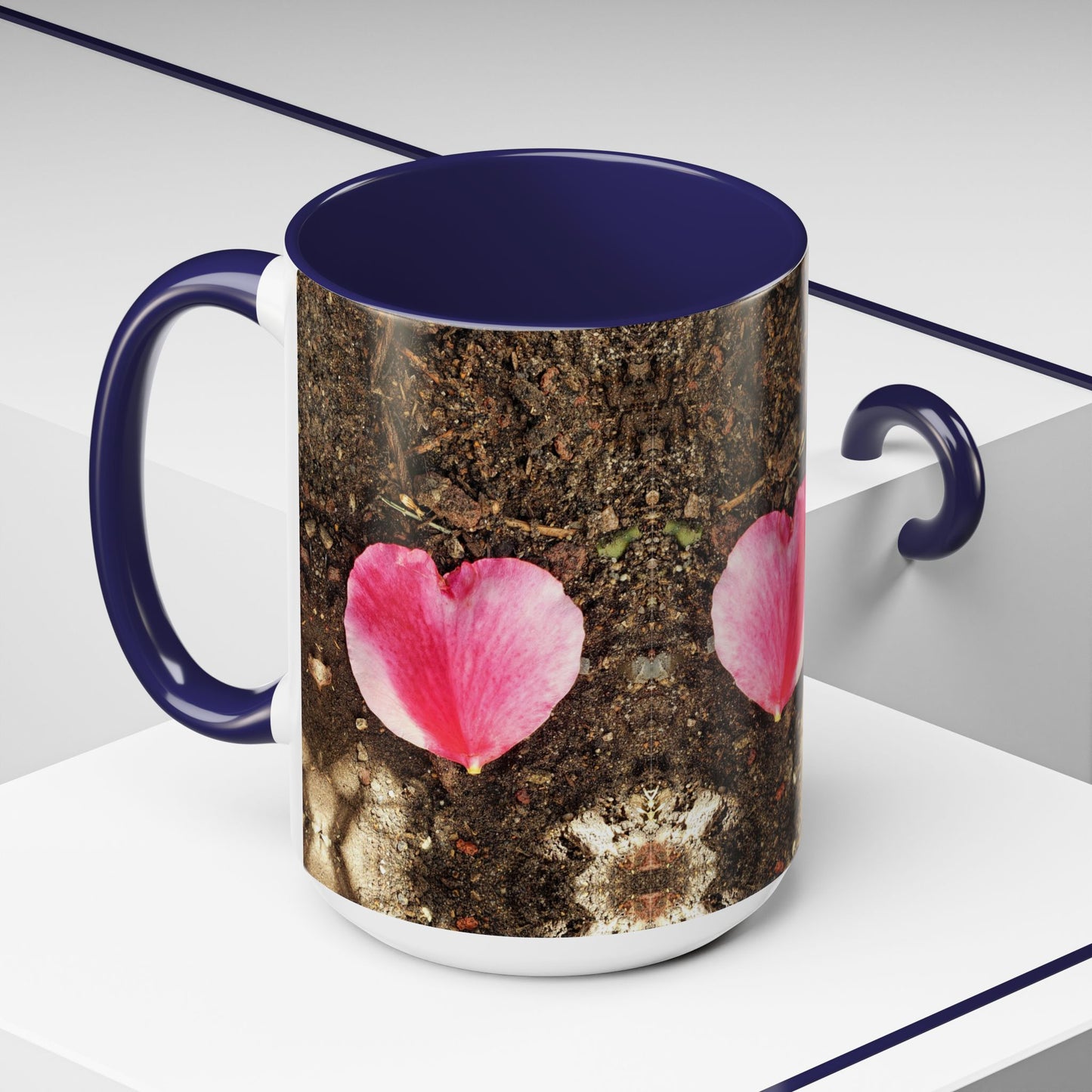 11oz/15oz Garden Themed Double Delight Heart Shaped Rose Petal Coffee Mug