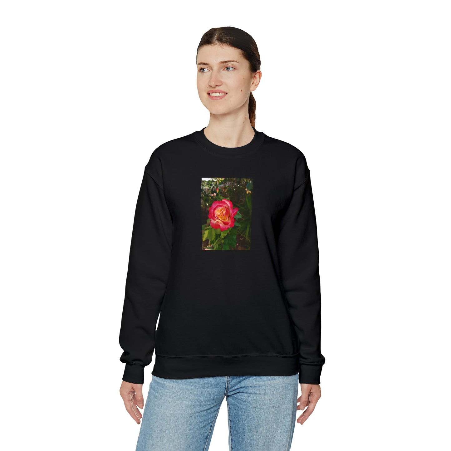Unisex Gardening Sweatshirt Double Delight Rose Print