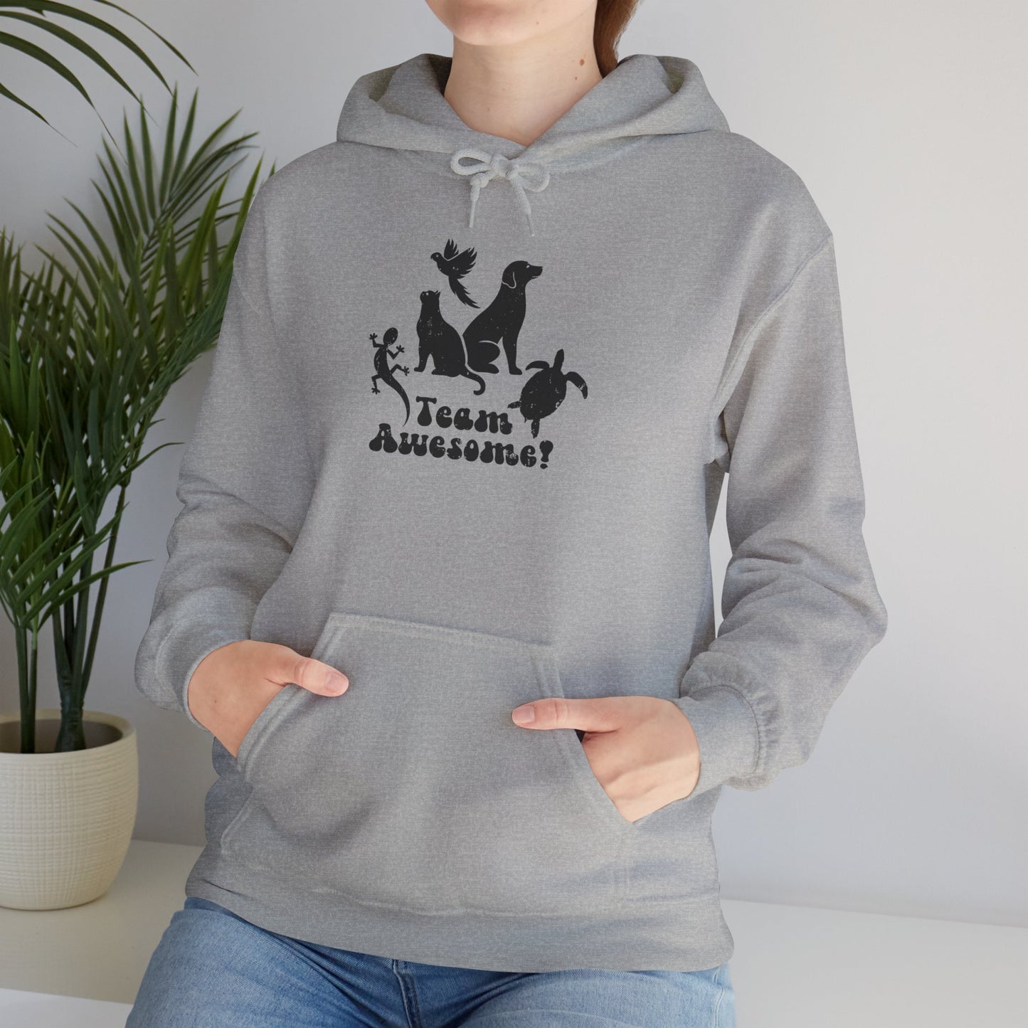 Unisex Animal Lover Lizard Cat Bird Dog Turtle Team Awesome Hooded Sweatshirt