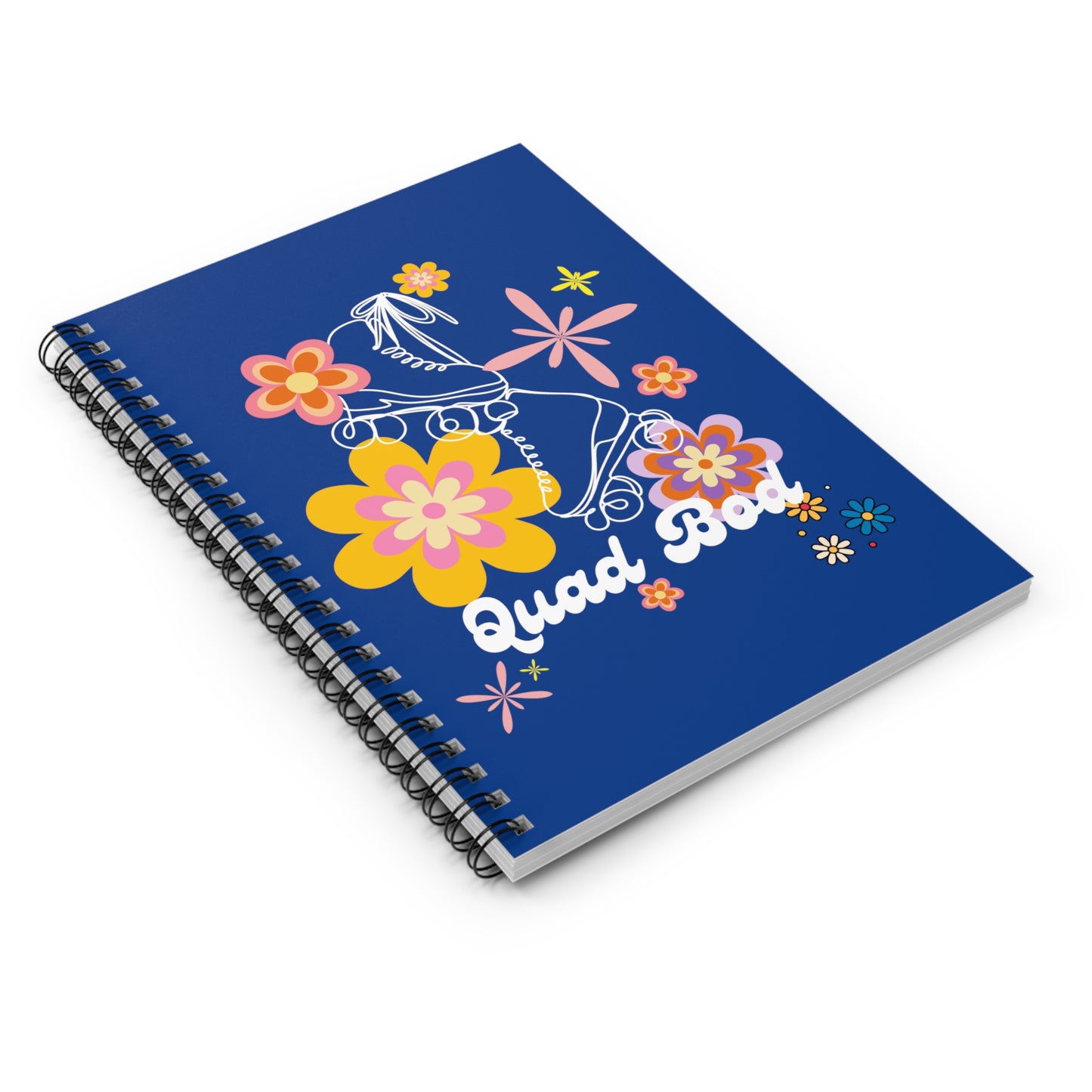 Spiral Notebook - Ruled Line, Dark Blue Quad Bod Retro Vibes Rollerskate Theme, EDC 118 pages