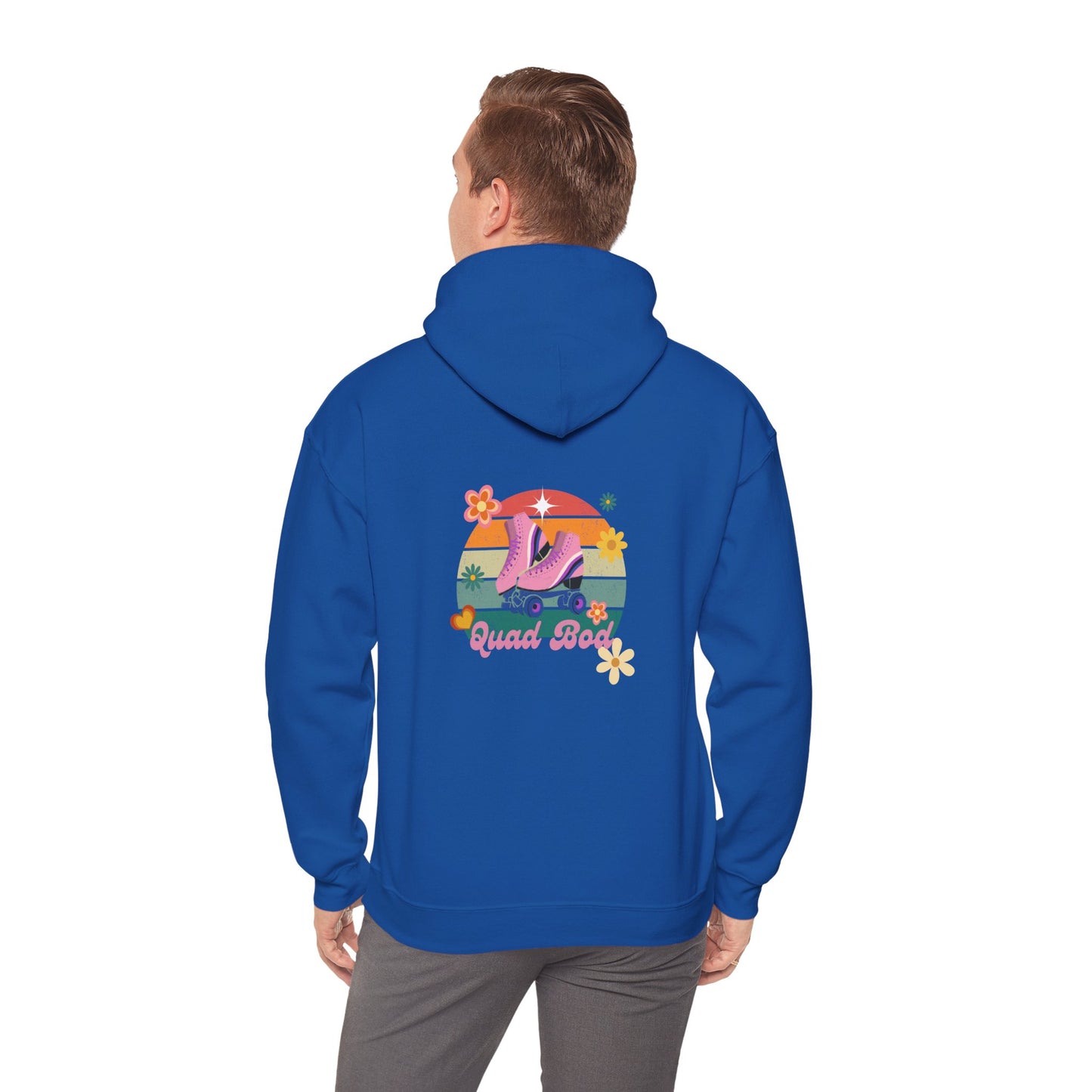 Unisex Heavy Blend™ Quad Bod Retro Vibes Rollerskater Hooded Sweatshirt
