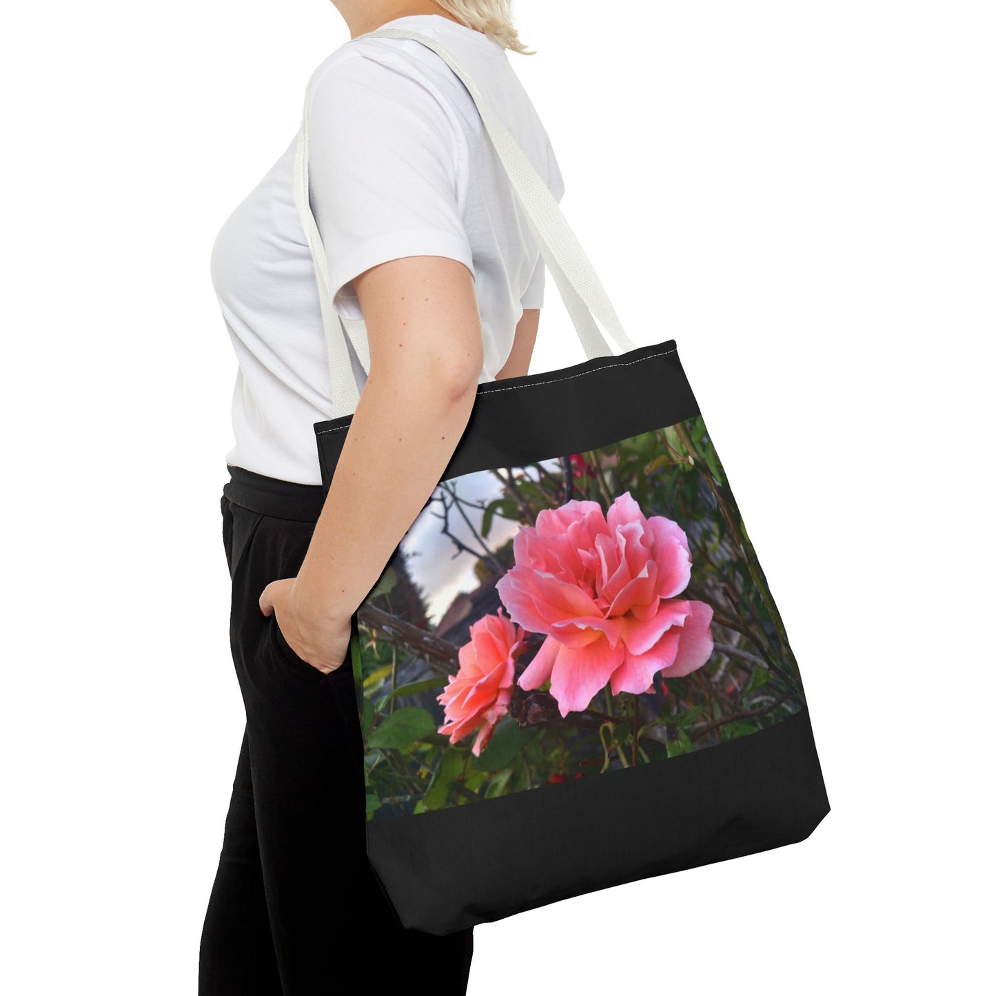 Unisex Garden Themed Double Delight Roses Reusable Tote Bag