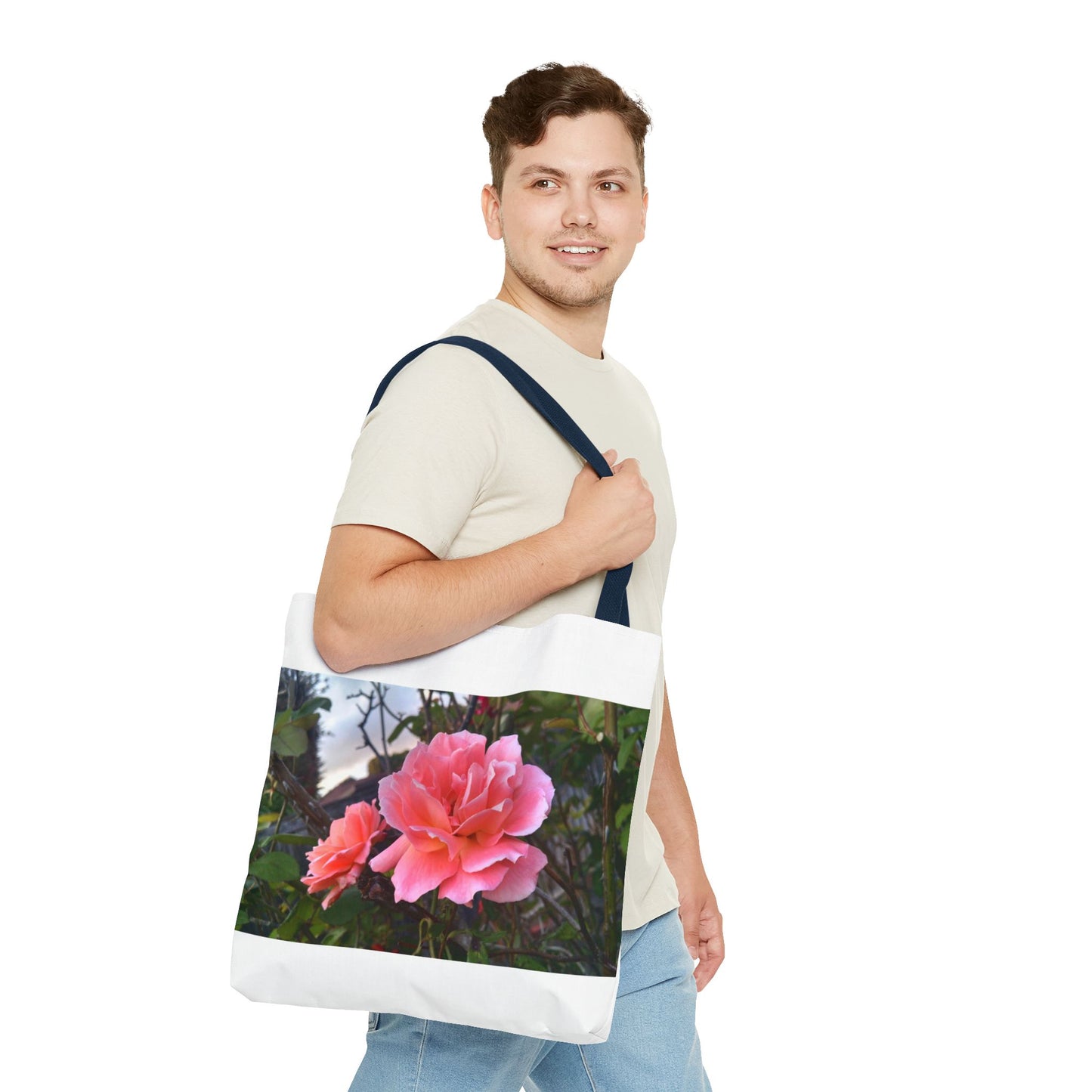 Unisex Garden Themed Double Delight Roses Reusable Tote Bag