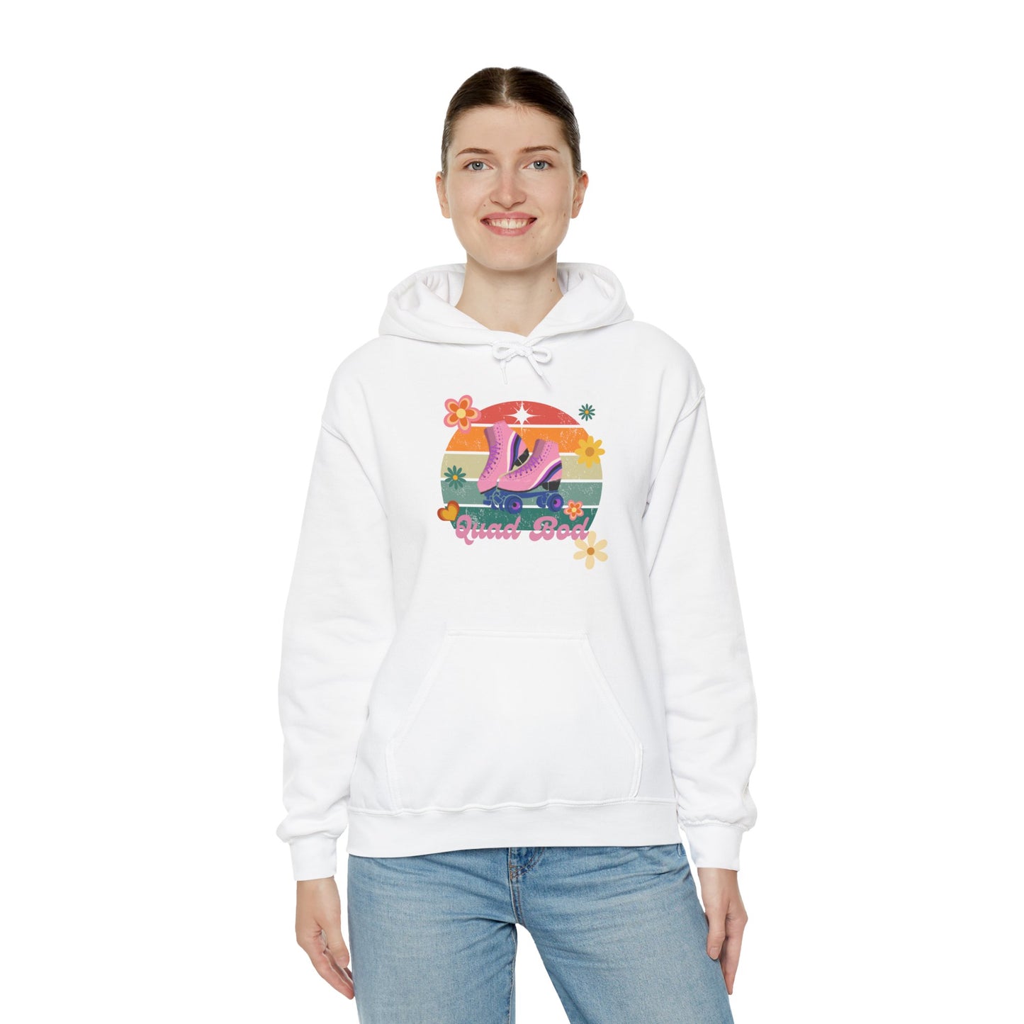 Unisex Heavy Blend™ Quad Bod Retro Vibes Rollerskater Hooded Sweatshirt