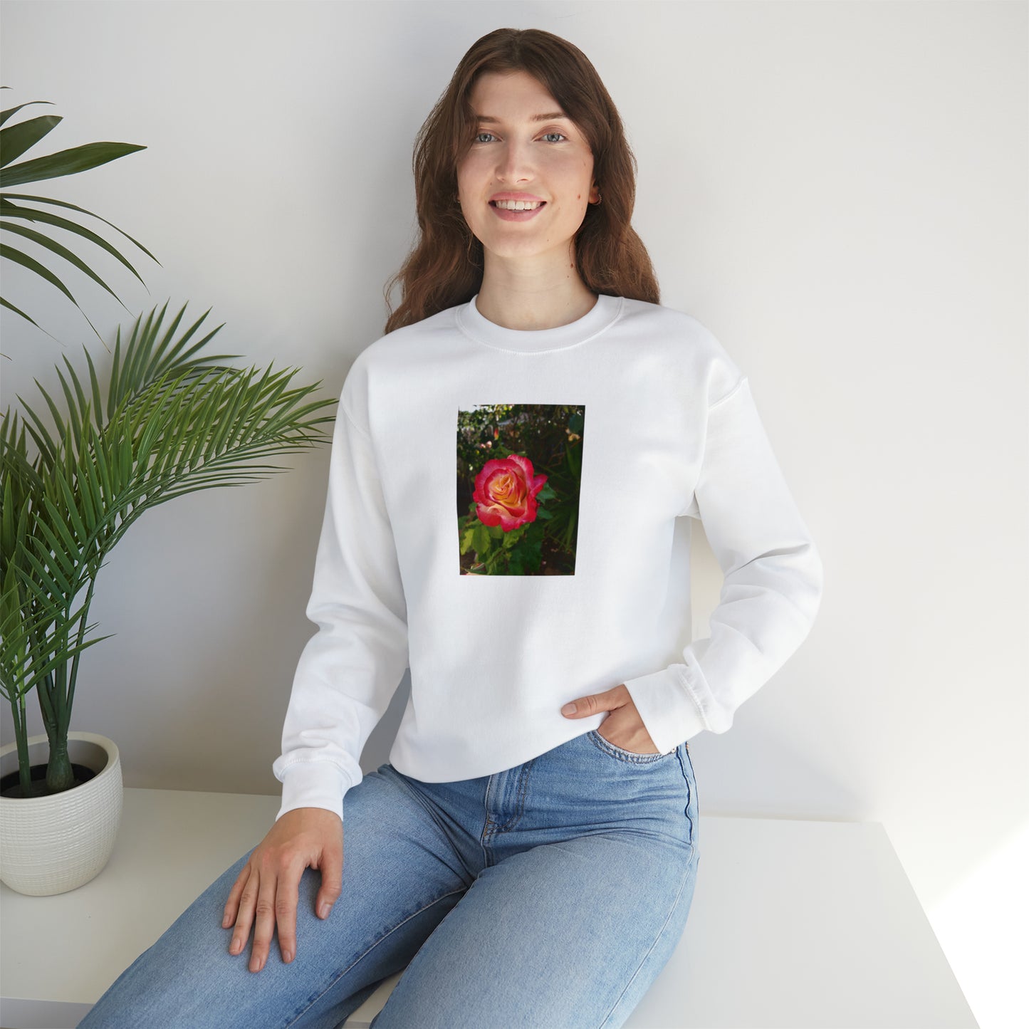 Unisex Gardening Sweatshirt Double Delight Rose Print