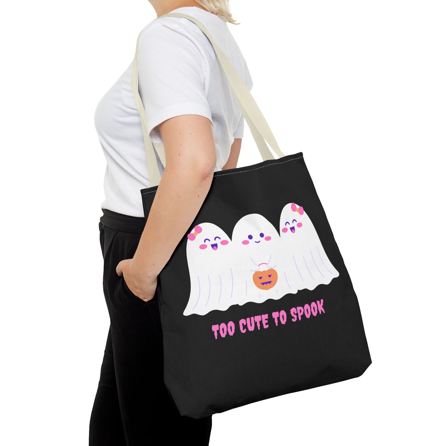 Cute Ghost Halloween Tote Bag Gift for Halloween Spooky Season Trick or Treating Bag Halloween Tote Fall Tote Bag Cute Tote Gift Idea