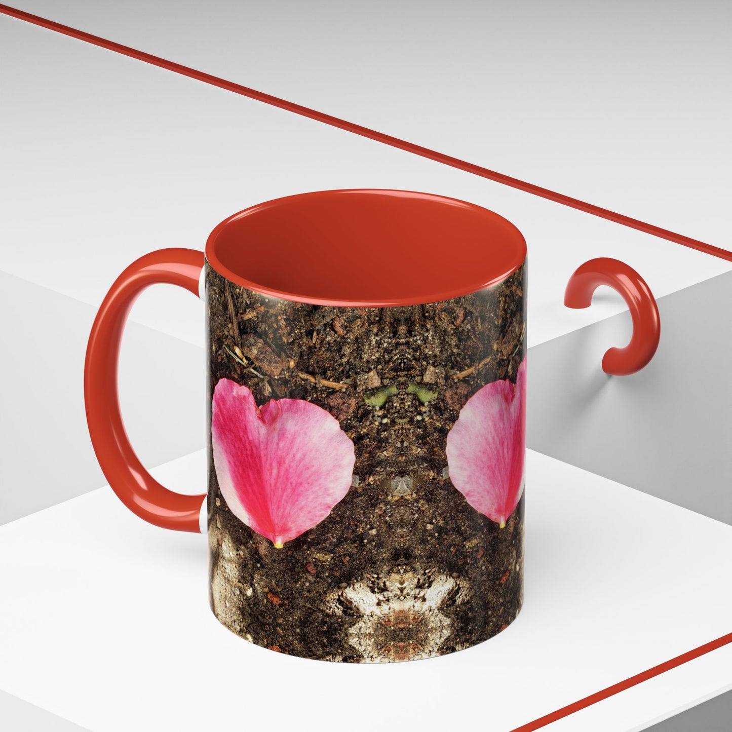 11oz/15oz Garden Themed Double Delight Heart Shaped Rose Petal Coffee Mug