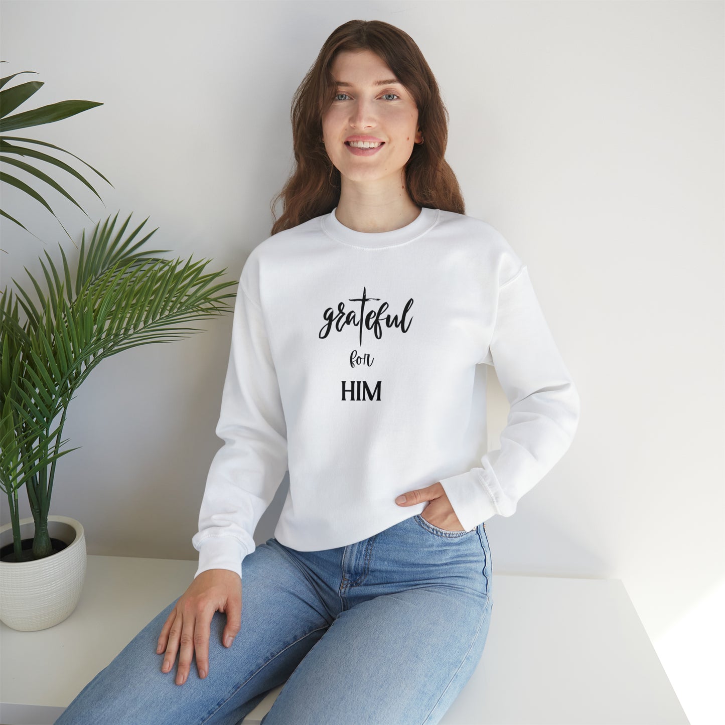 Unisex GraTeful for HIM Sweatshirt with Discreet Cross, Carry Blessings