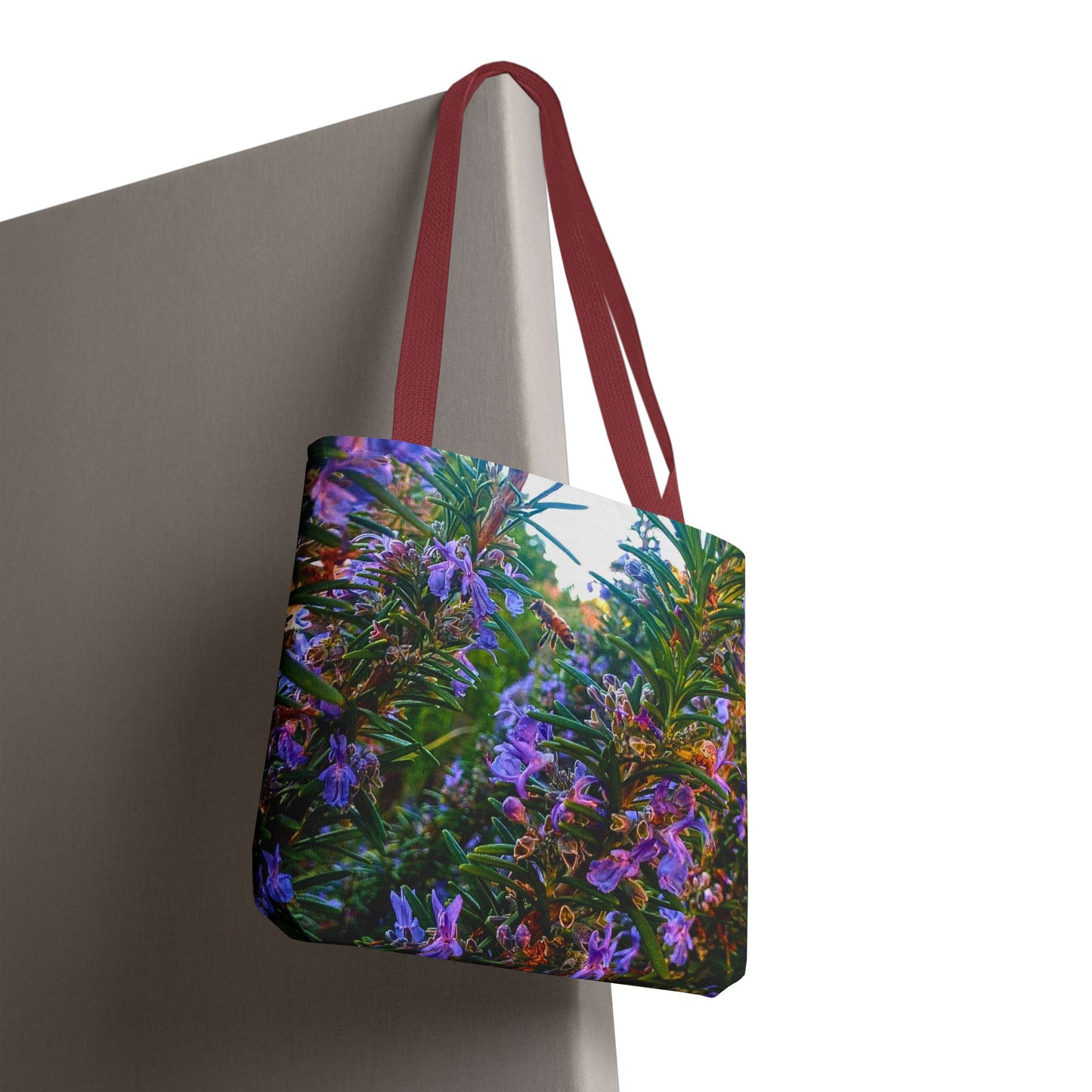 Garden Themed Bee and Rosemary Tote Bag