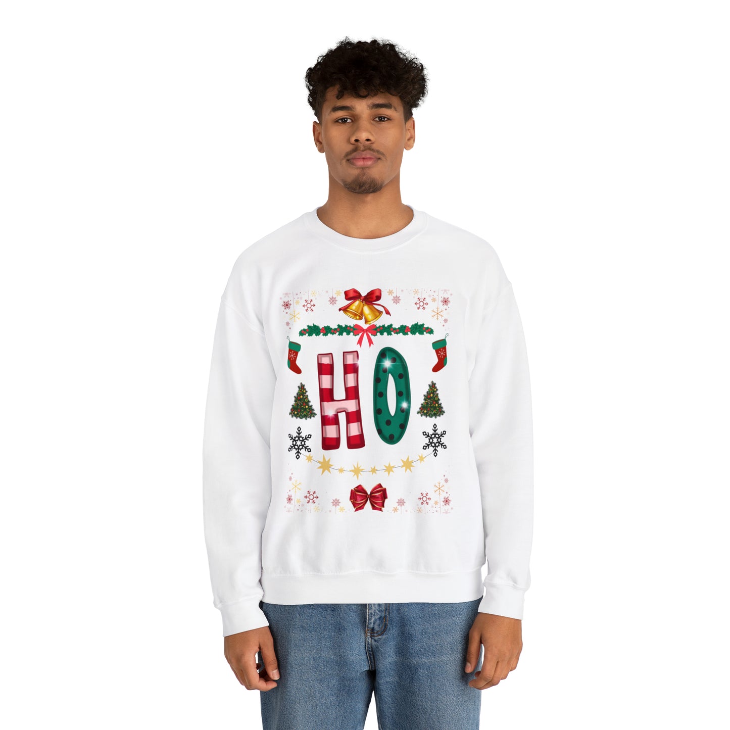 Unisex Funny Couples Matching Ugly Christmas Sweatshirt - Ho