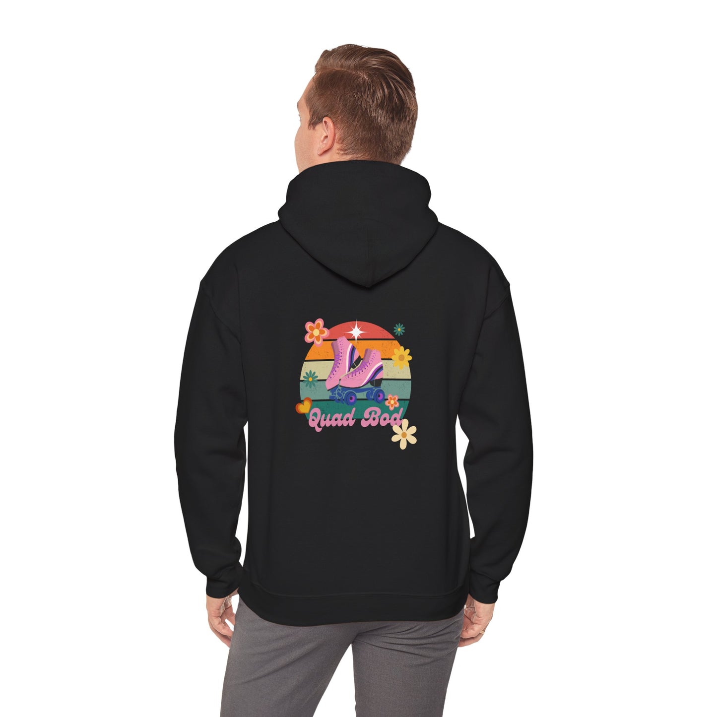 Unisex Heavy Blend™ Quad Bod Retro Vibes Rollerskater Hooded Sweatshirt