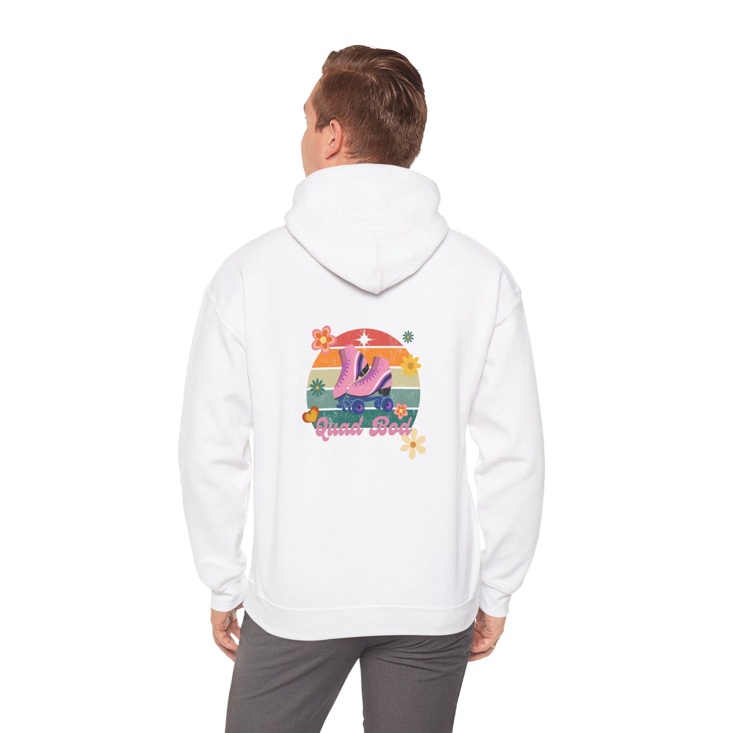 Unisex Heavy Blend™ Quad Bod Retro Vibes Rollerskater Hooded Sweatshirt