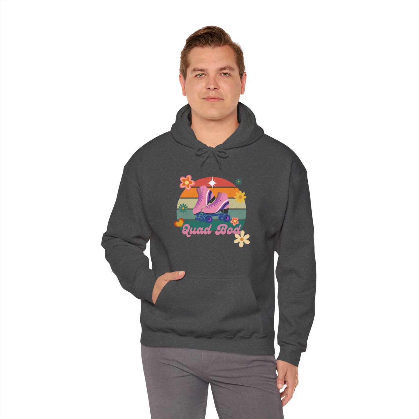 Unisex Heavy Blend™ Quad Bod Retro Vibes Rollerskater Hooded Sweatshirt