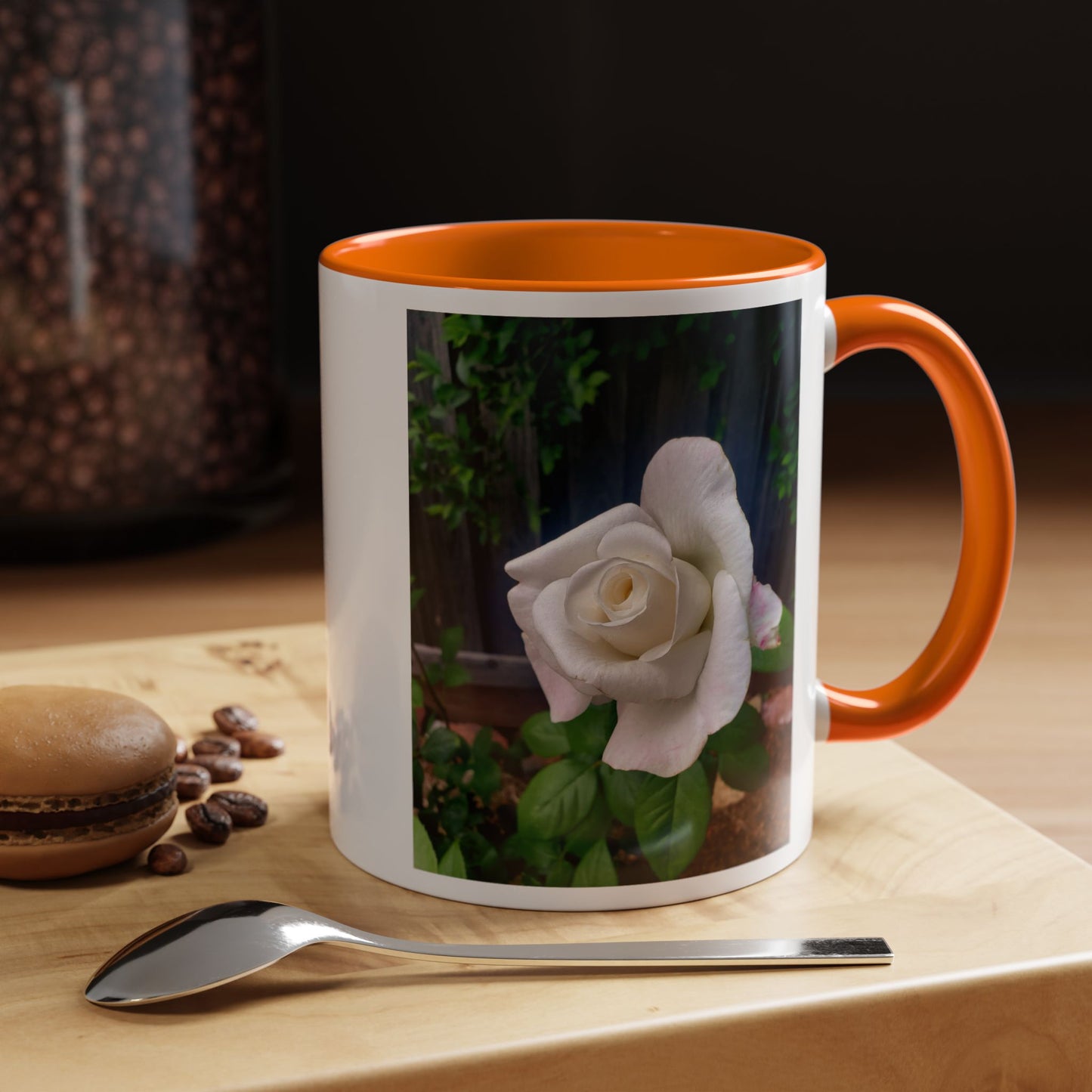 11oz/15oz Garden Themed White Sugar Moon Hybrid Tea Roses Coffee Mug