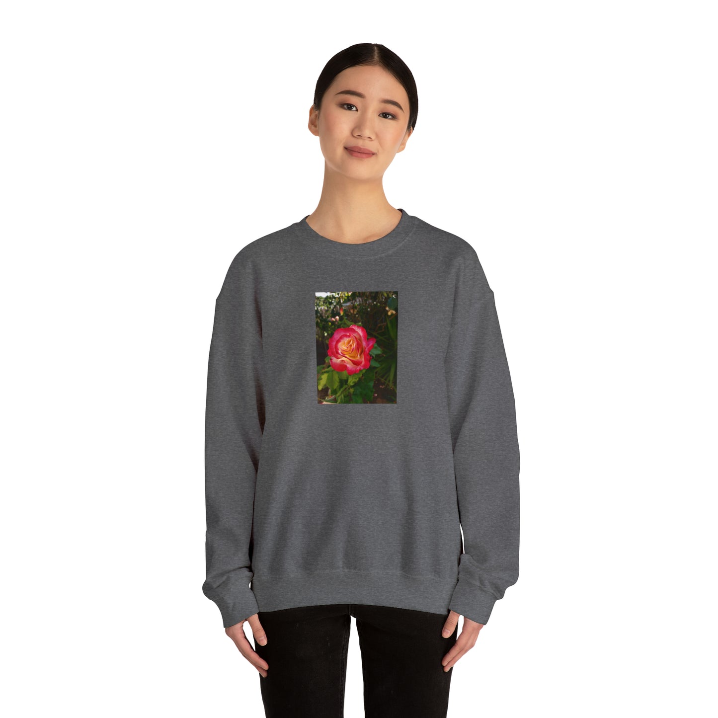 Unisex Gardening Sweatshirt Double Delight Rose Print
