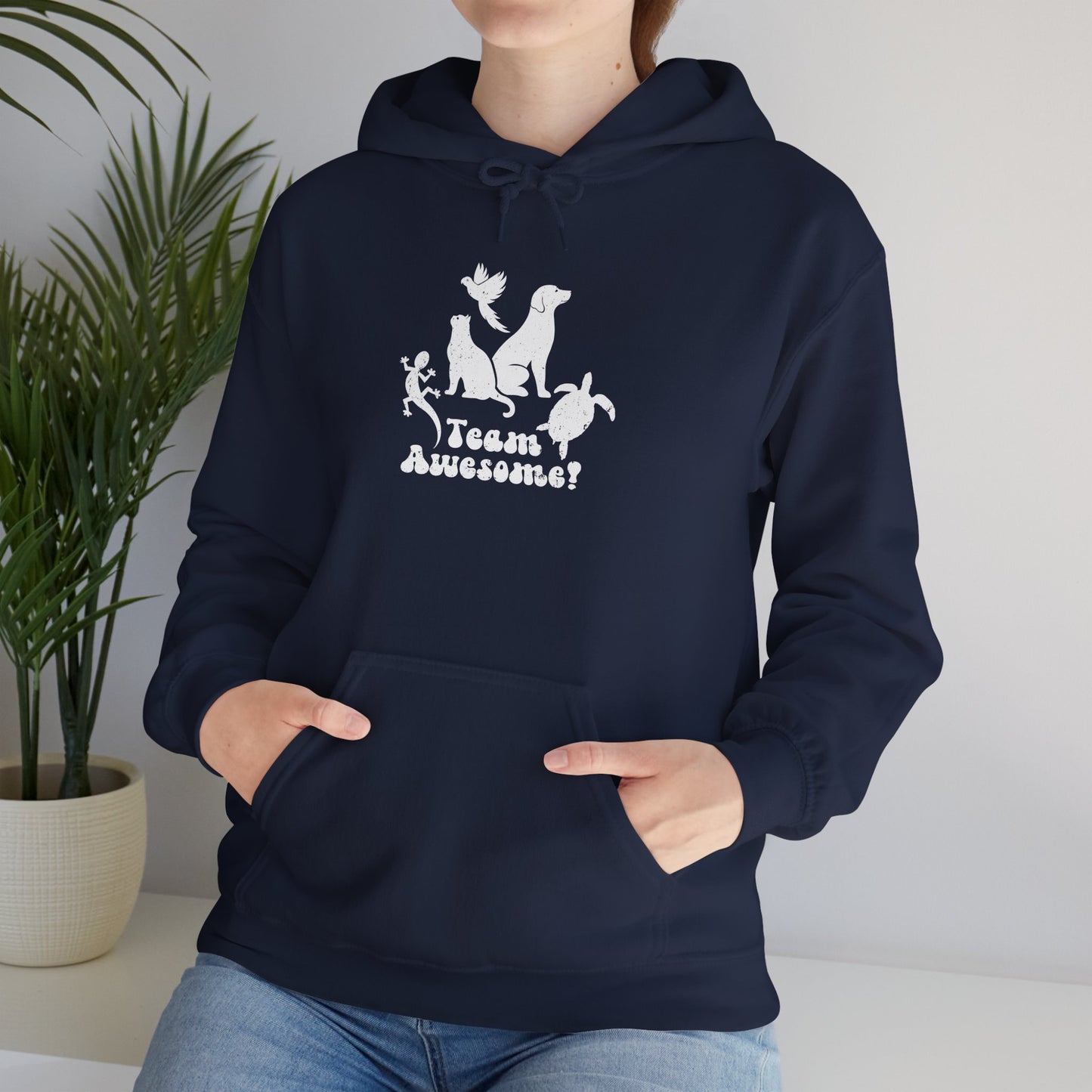 Unisex Animal Lover Lizard Cat Bird Dog Turtle Team Awesome Hooded Sweatshirt