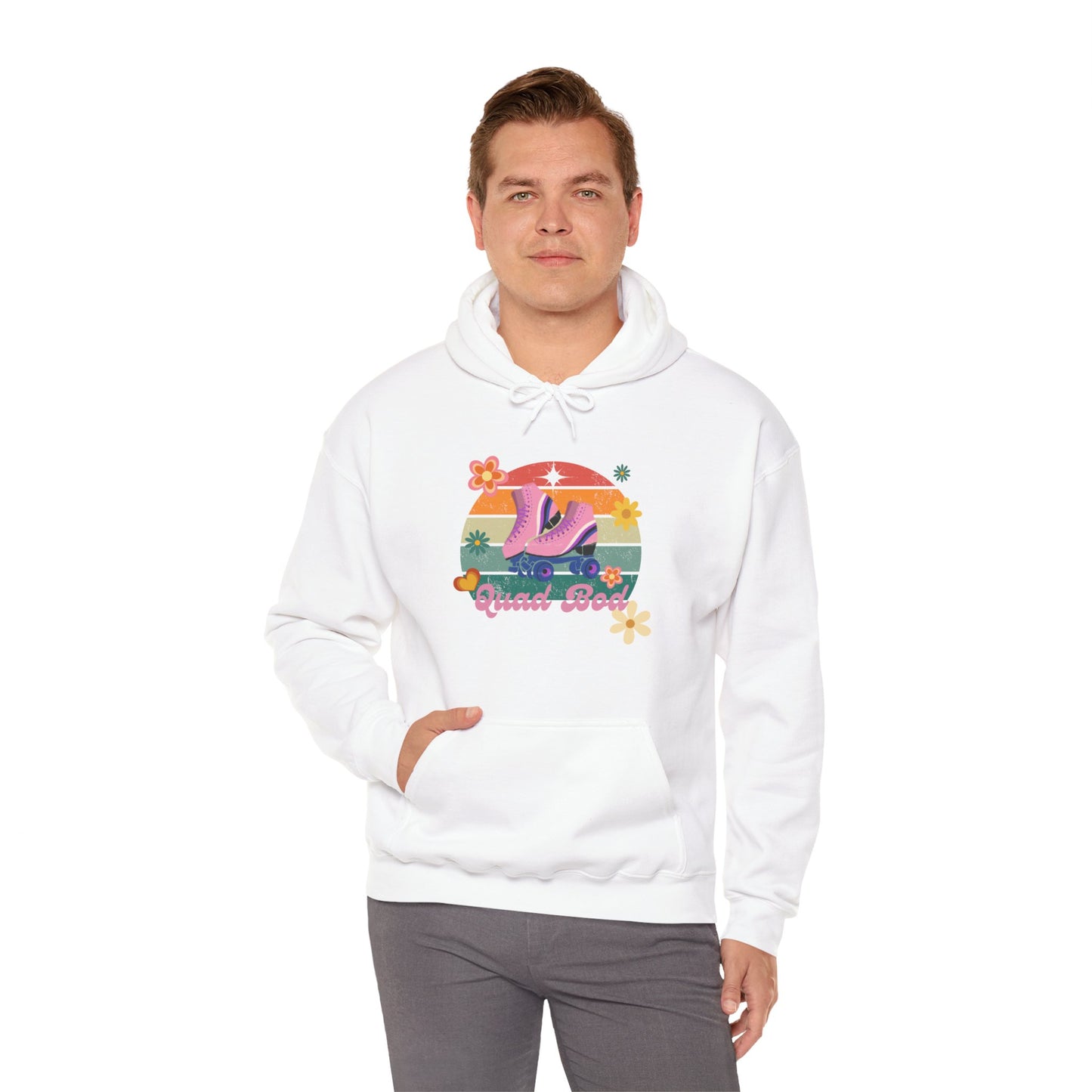 Unisex Heavy Blend™ Quad Bod Retro Vibes Rollerskater Hooded Sweatshirt
