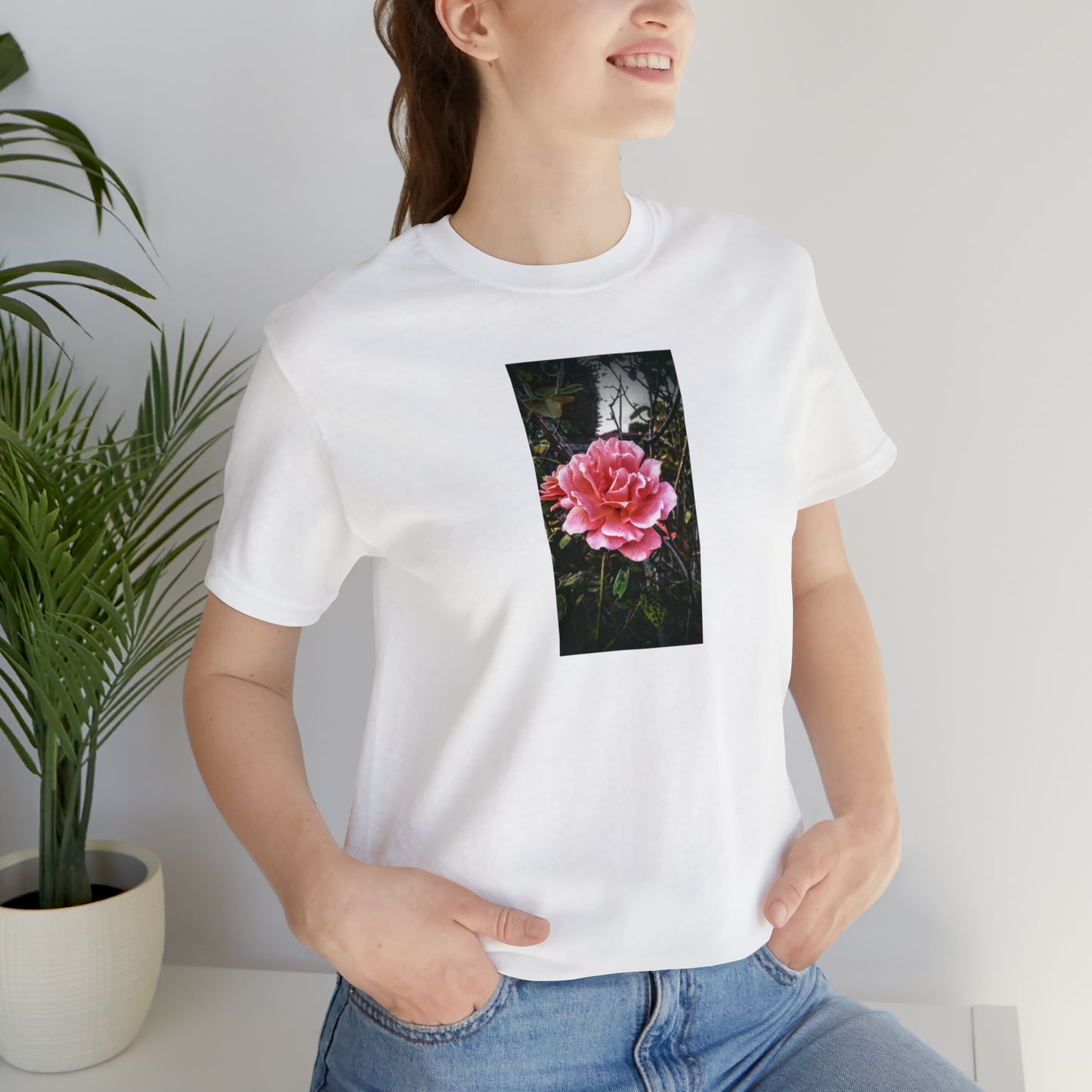 Unisex Gardening Shirt Double Delight Rose Print
