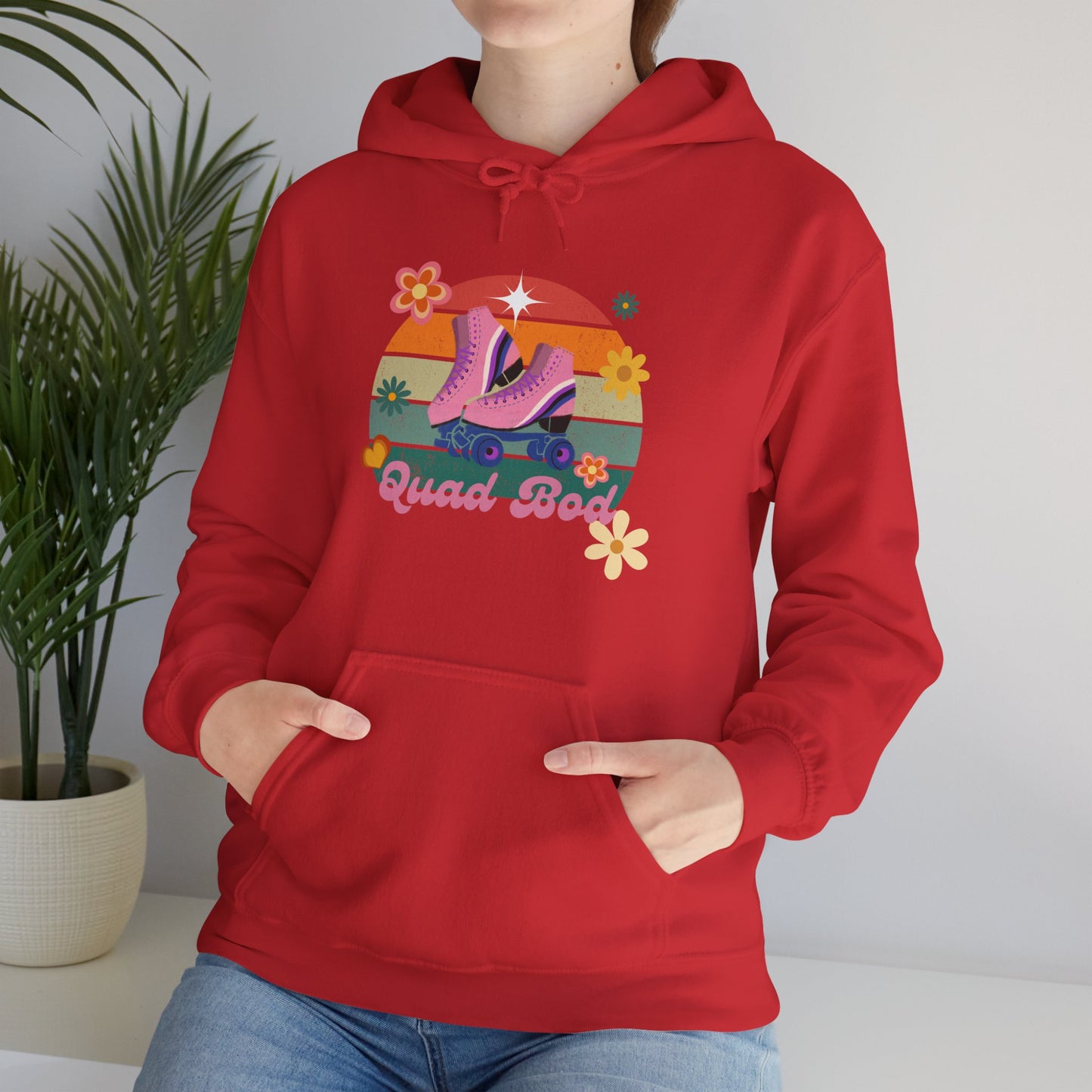 Unisex Heavy Blend™ Quad Bod Retro Vibes Rollerskater Hooded Sweatshirt