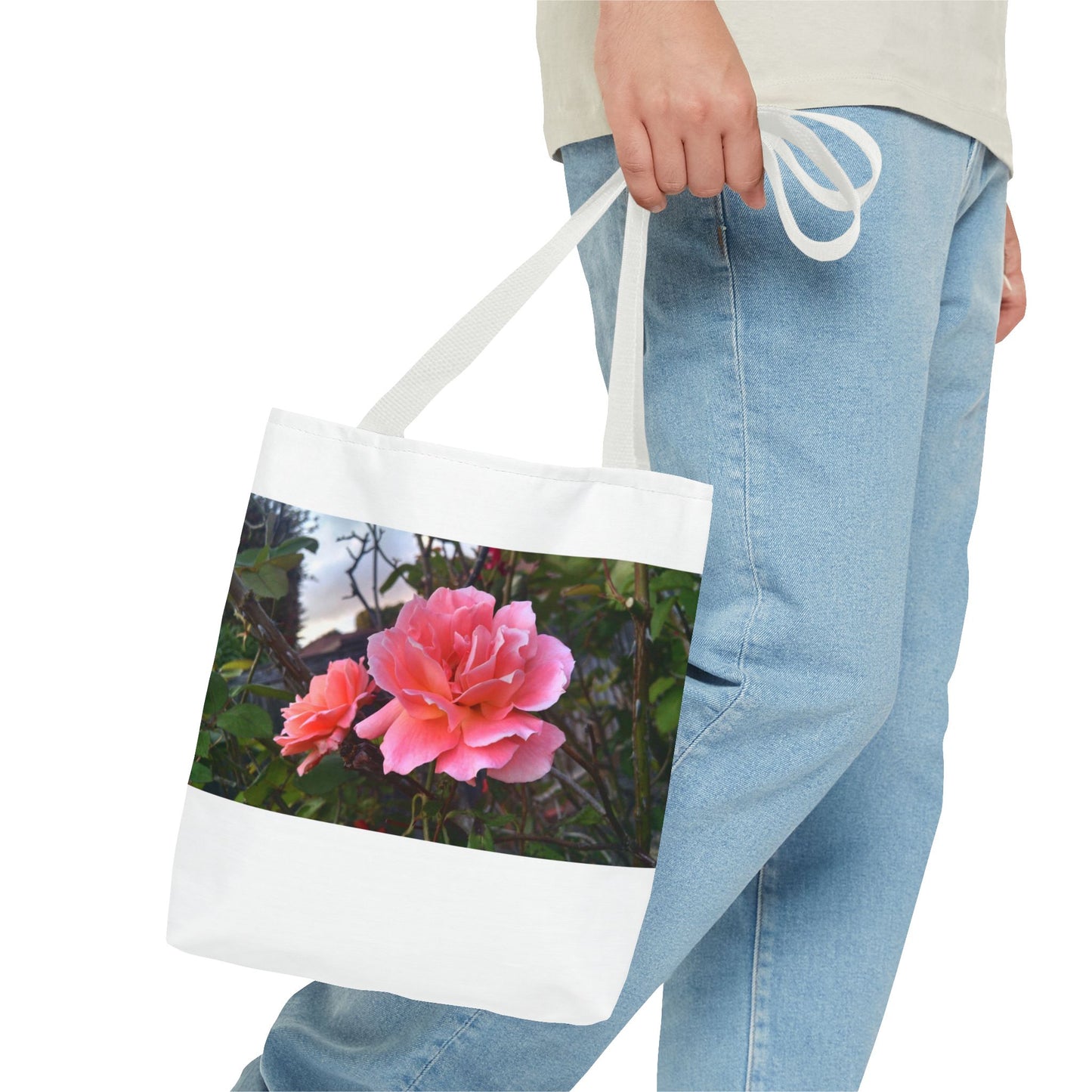 Unisex Garden Themed Double Delight Roses Reusable Tote Bag