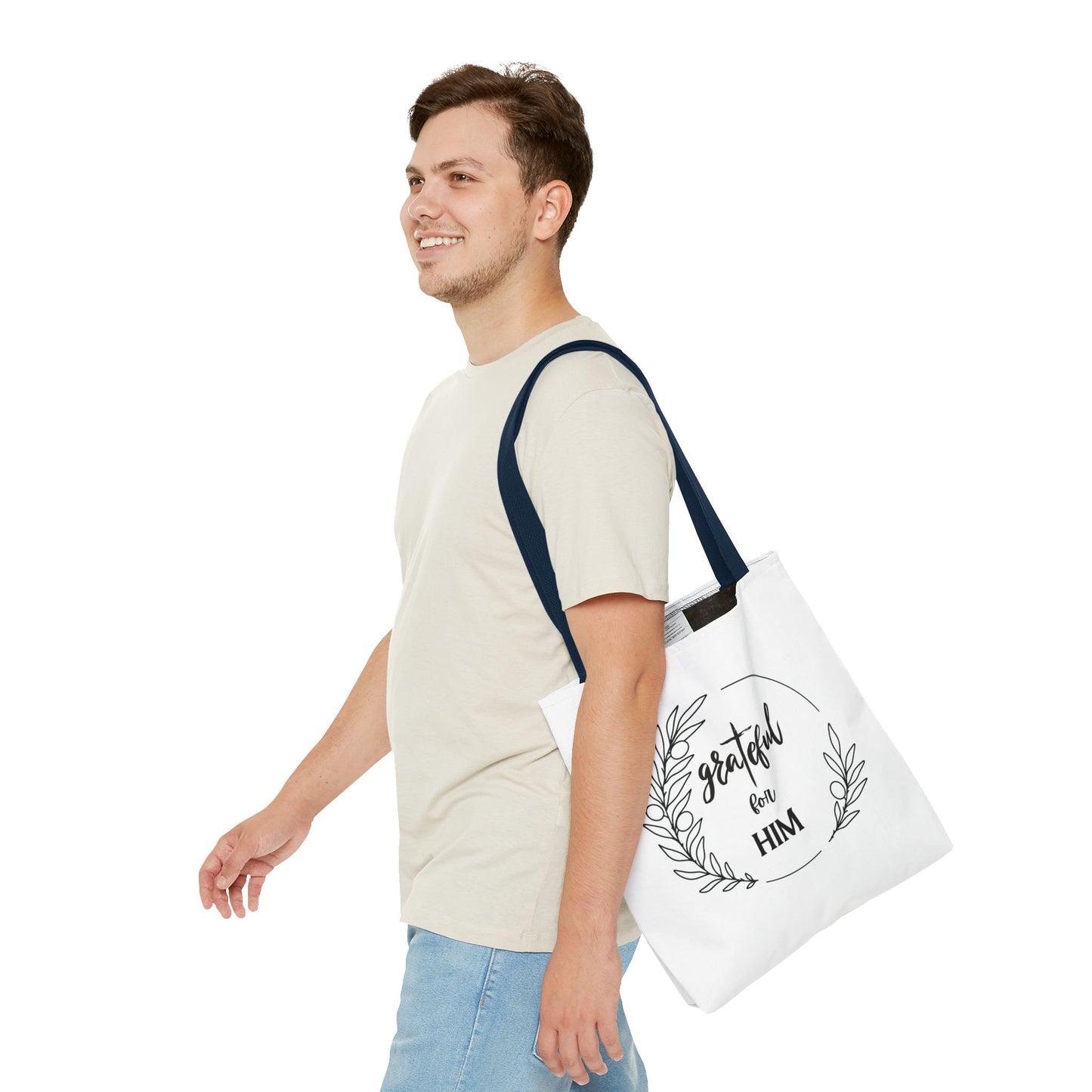 Unisex graTeful For Him Round Motif Tote Bag