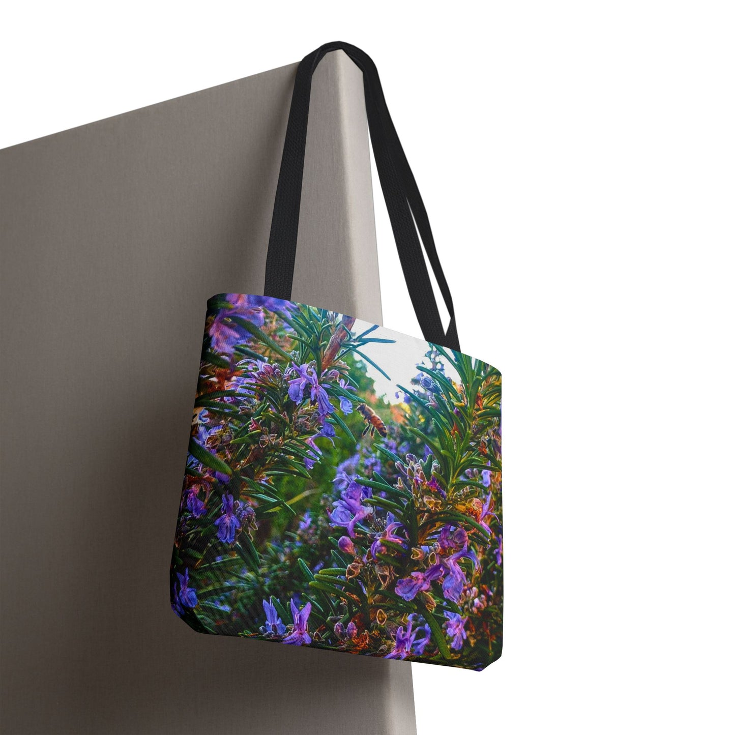 Garden Themed Bee and Rosemary Tote Bag