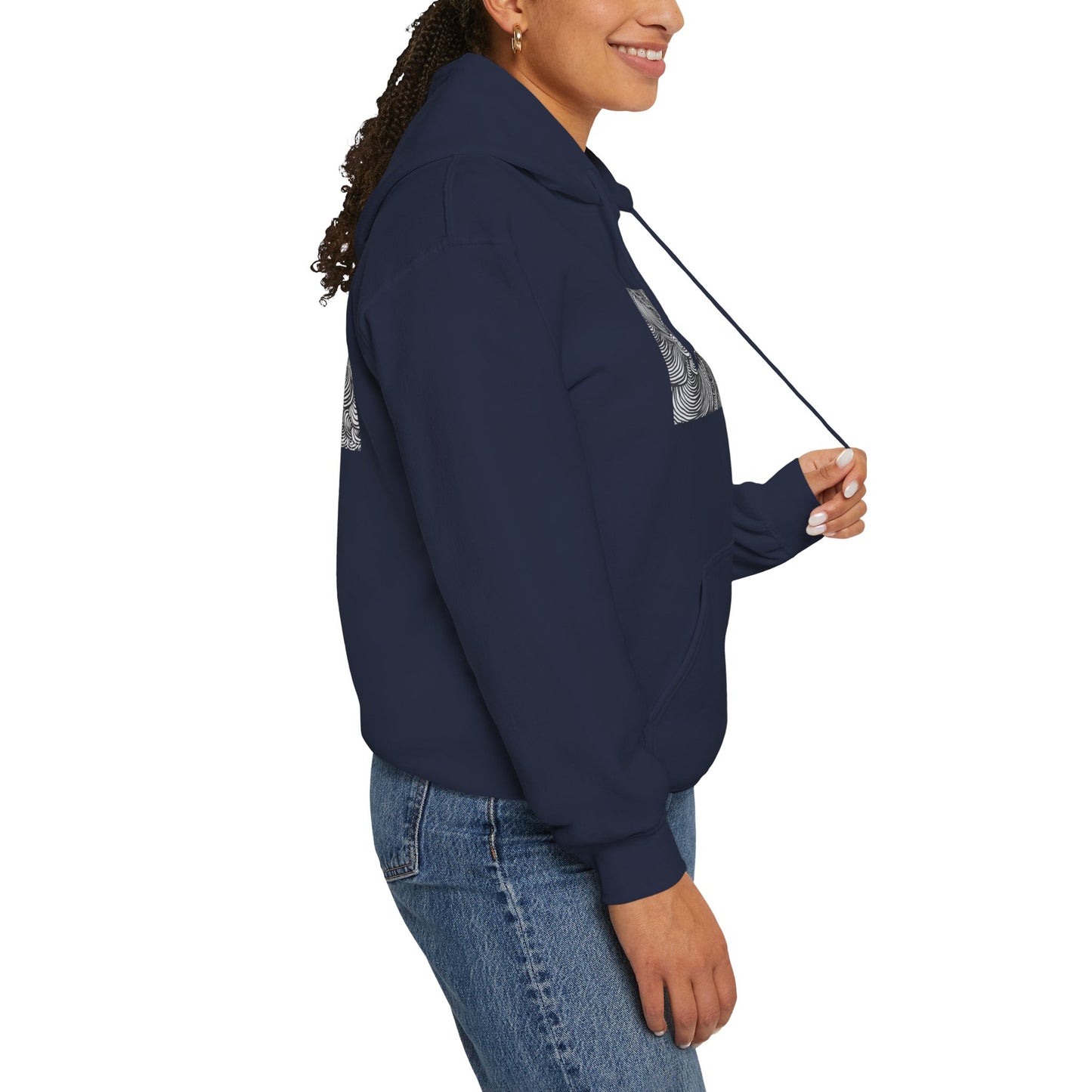 Unisex Heavy Blend™ Original Minimalist Line Art Midsize Print Hooded Sweatshirt - Liquid