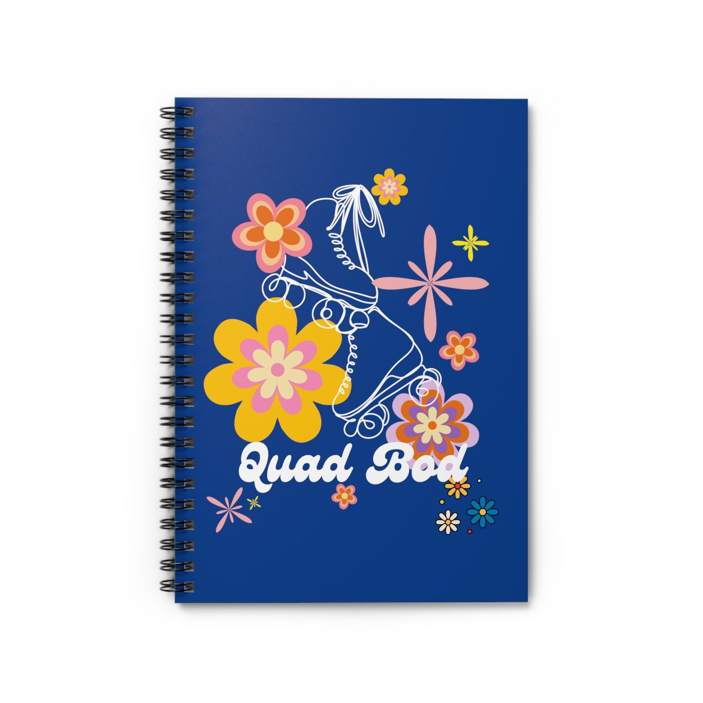 Spiral Notebook - Ruled Line, Dark Blue Quad Bod Retro Vibes Rollerskate Theme, EDC 118 pages