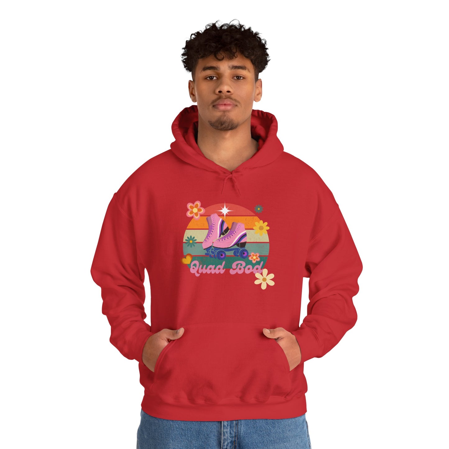 Unisex Heavy Blend™ Quad Bod Retro Vibes Rollerskater Hooded Sweatshirt