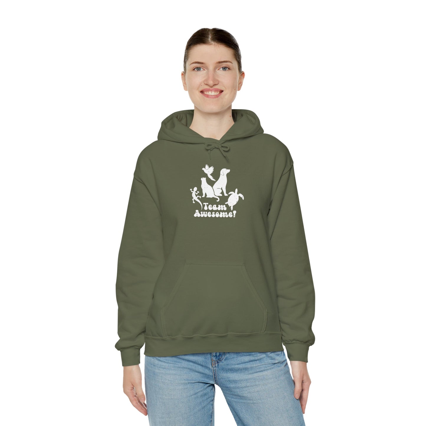 Unisex Animal Lover Lizard Cat Bird Dog Turtle Team Awesome Hooded Sweatshirt