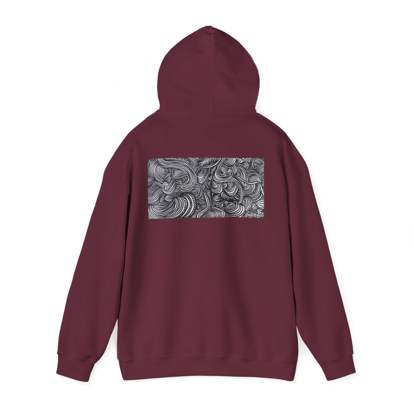 Unisex Heavy Blend™ Original Minimalist Line Art Midsize Print Hooded Sweatshirt - Liquid