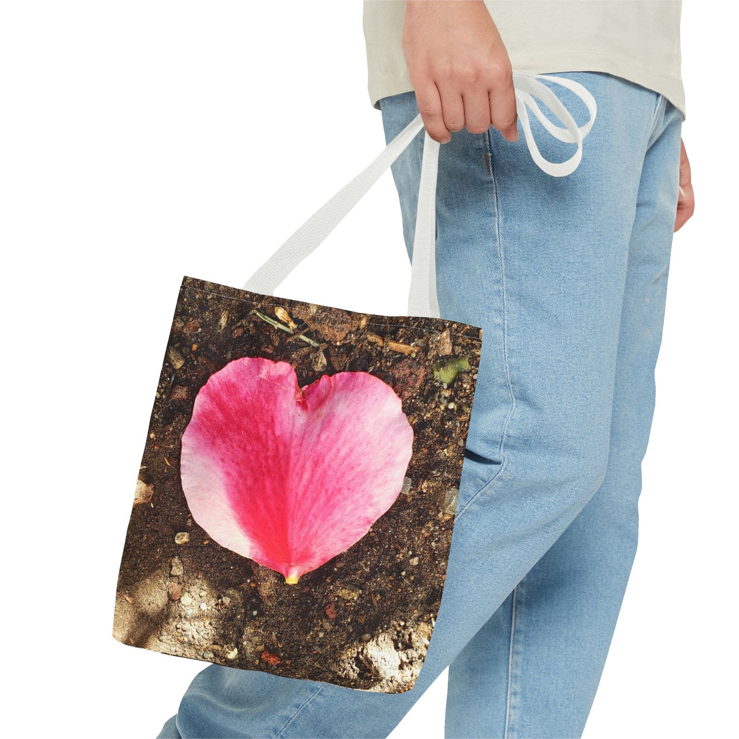 Unisex Garden Themed Double Delight Heart Shaped Rose Petal Tote Bag