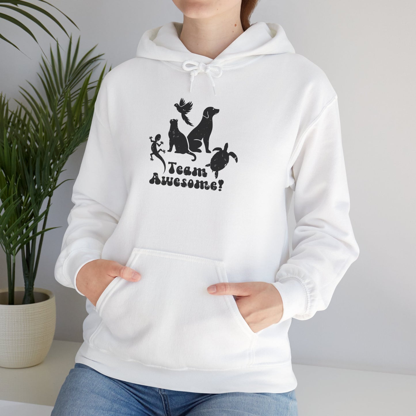 Unisex Animal Lover Lizard Cat Bird Dog Turtle Team Awesome Hooded Sweatshirt