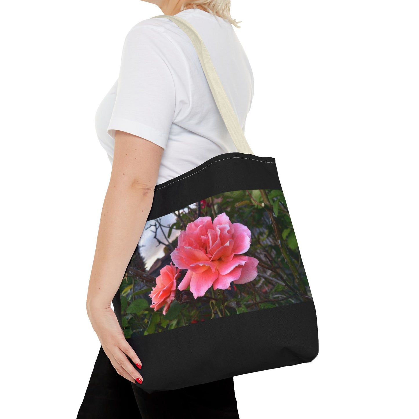 Unisex Garden Themed Double Delight Roses Reusable Tote Bag