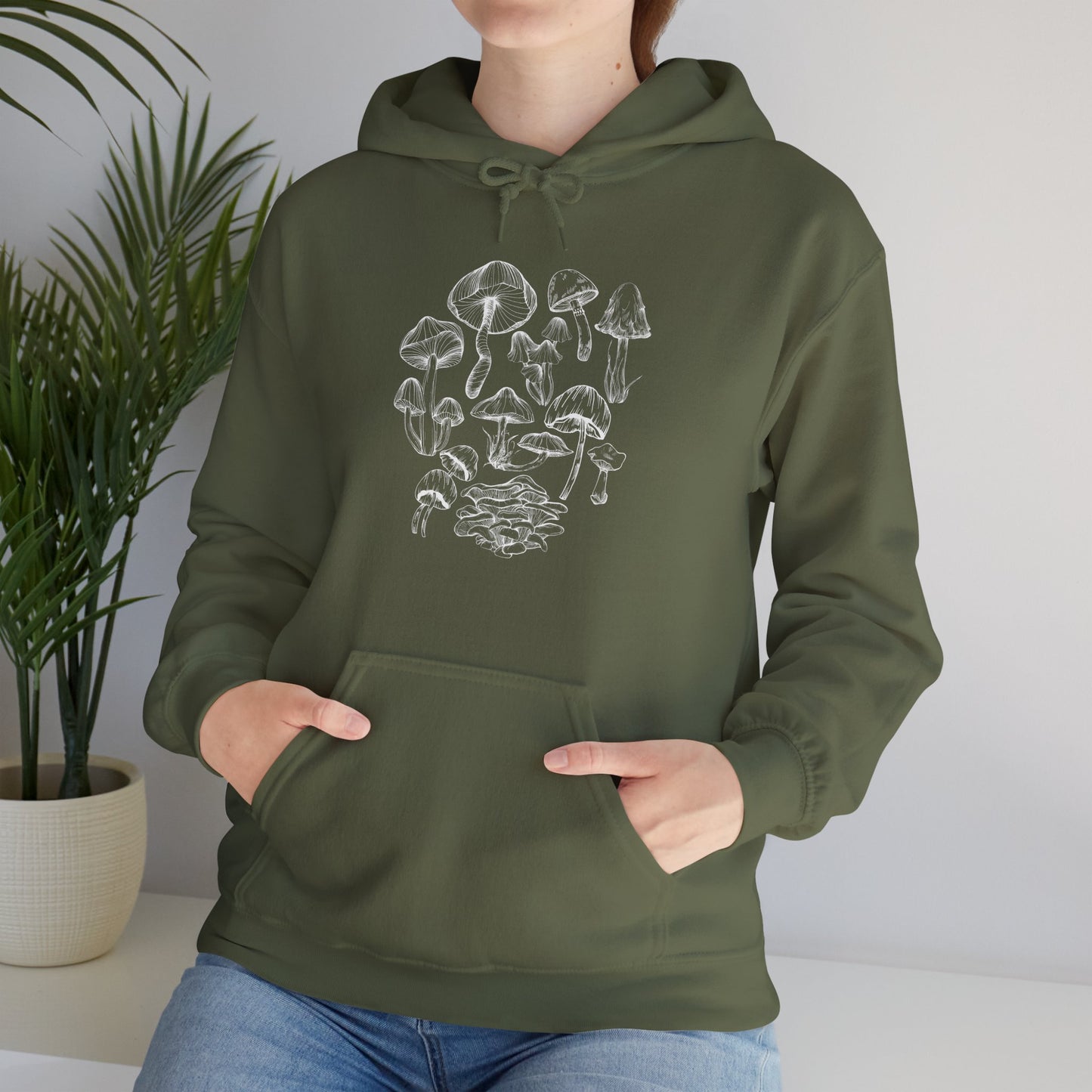 Unisex Mushroom Lover Fungi Print Toadstool Hooded Sweatshirt