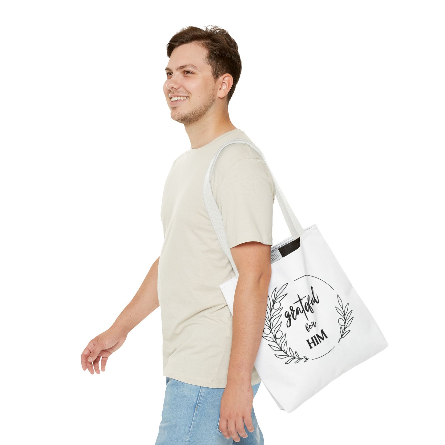 Unisex graTeful For Him Round Motif Tote Bag
