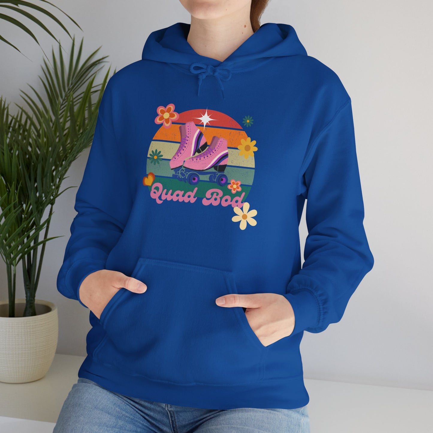 Unisex Heavy Blend™ Quad Bod Retro Vibes Rollerskater Hooded Sweatshirt
