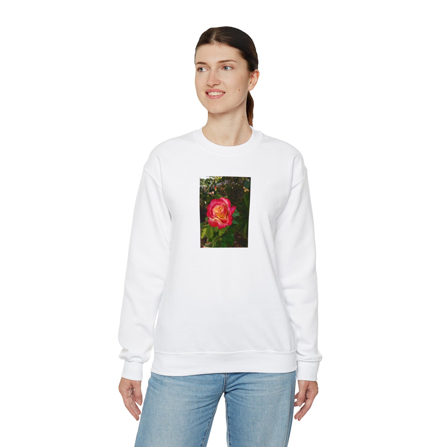 Unisex Gardening Sweatshirt Double Delight Rose Print