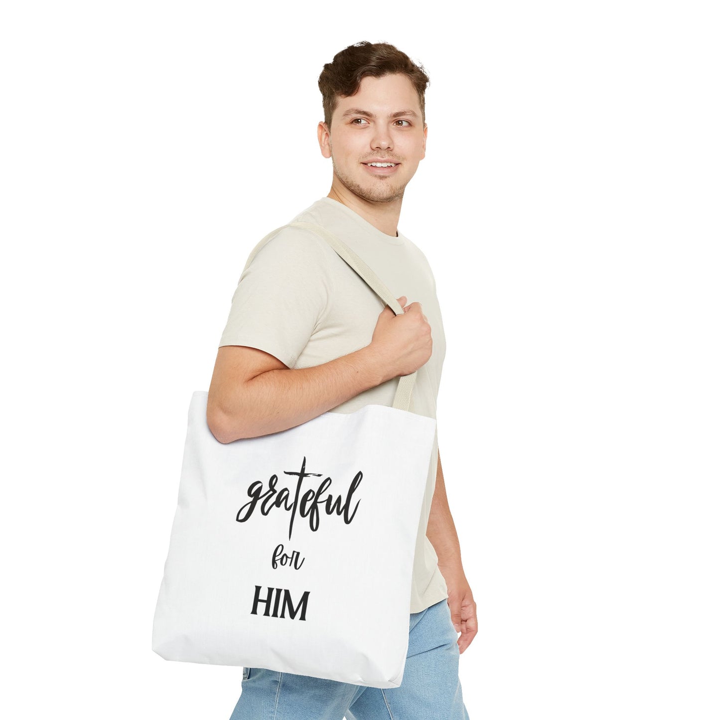 Unisex GraTeful For Him Faith Bible Study Reusable Lunch Bag Everyday Carry Tote Bag