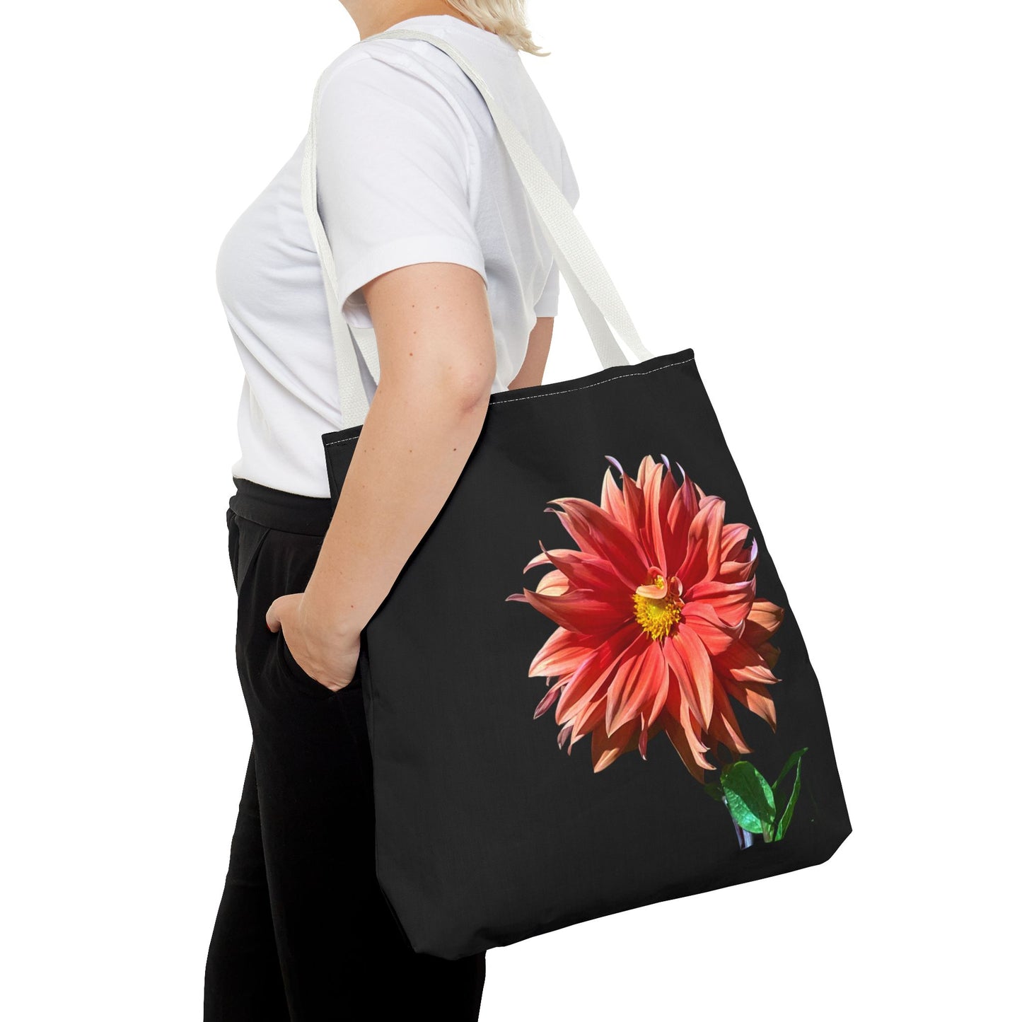 Unisex Dahlia Flower Tote Bag Nature Inspired Tote Floral Print Bag Garden Themed Tote Bag Dahlia Printed Gift Idea For Florists Plant Lover