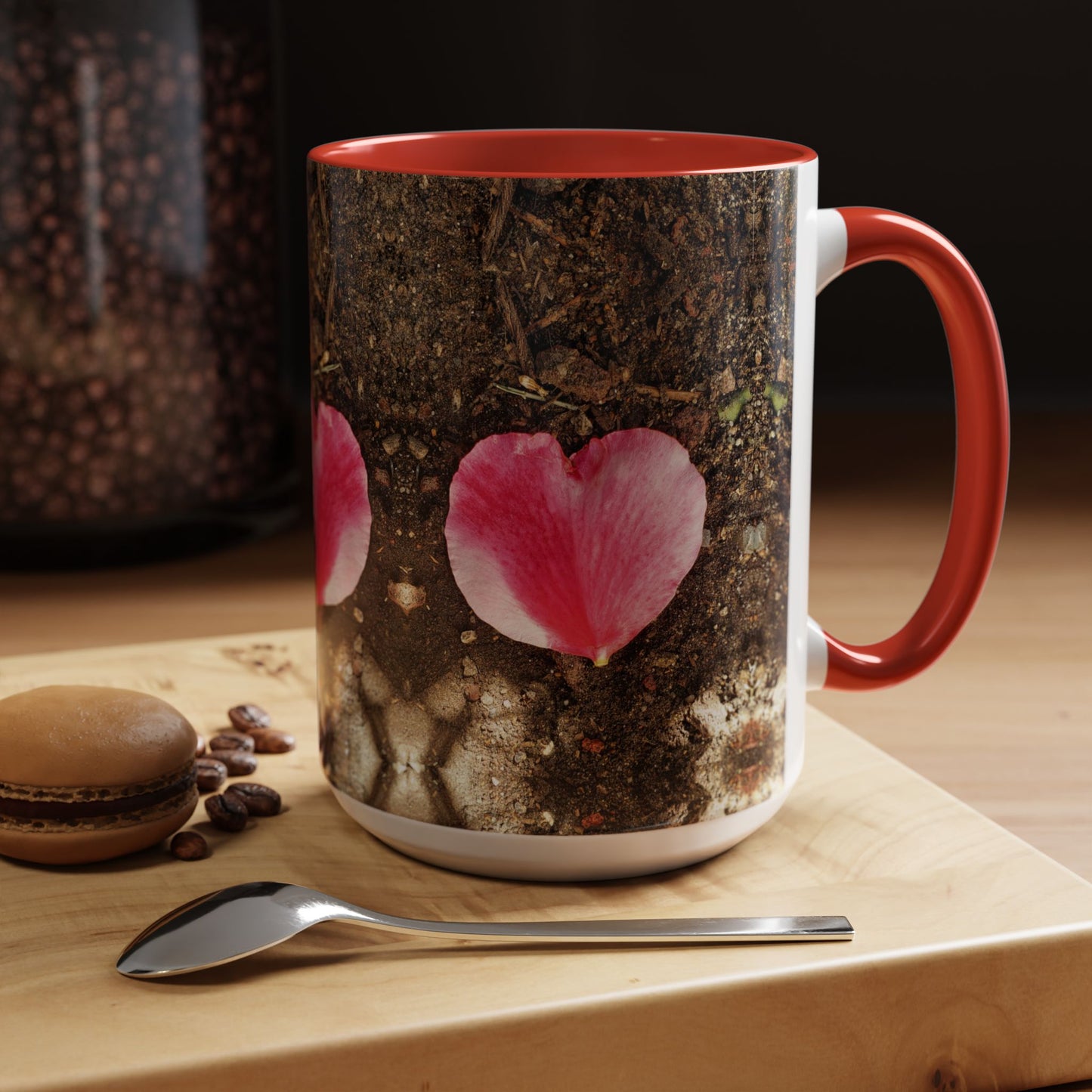 11oz/15oz Garden Themed Double Delight Heart Shaped Rose Petal Coffee Mug