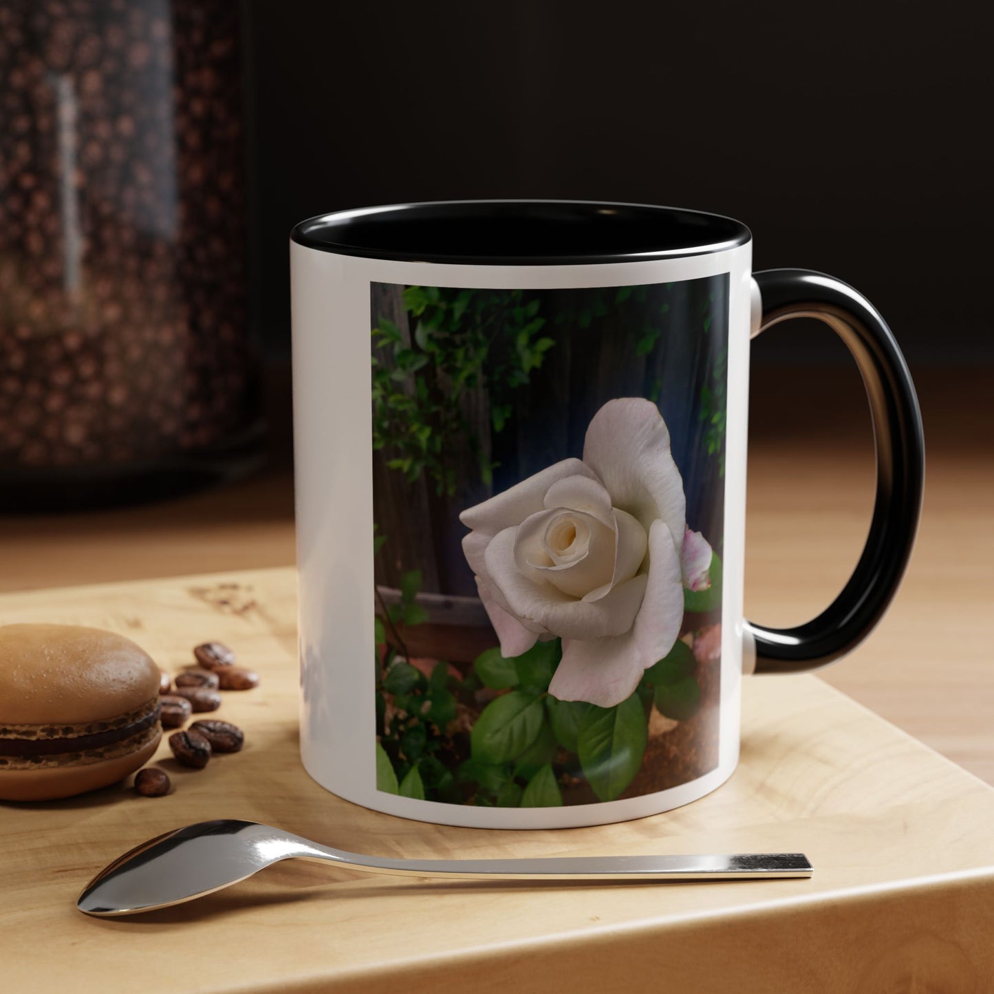 11oz/15oz Garden Themed White Sugar Moon Hybrid Tea Roses Coffee Mug
