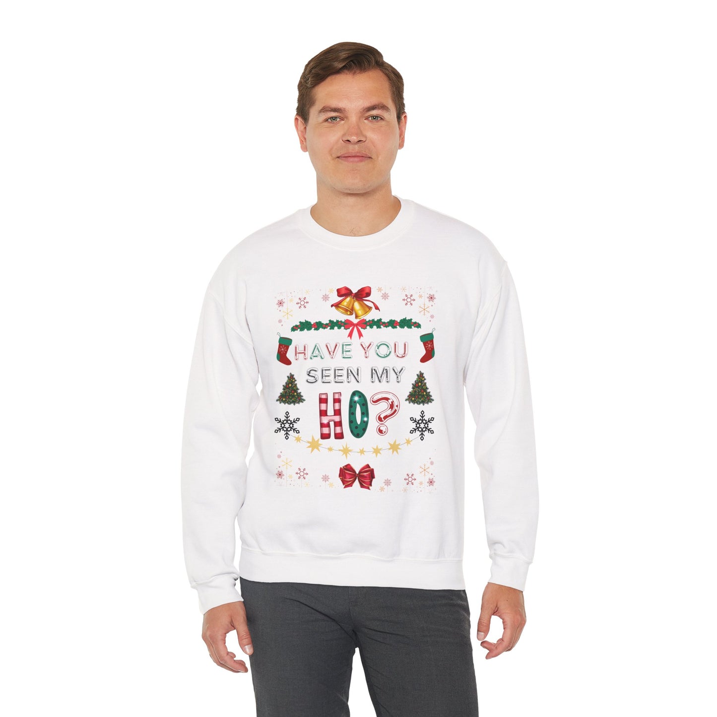Unisex Funny Couples Matching Ugly Christmas Sweatshirt - Have You Seen My Ho?