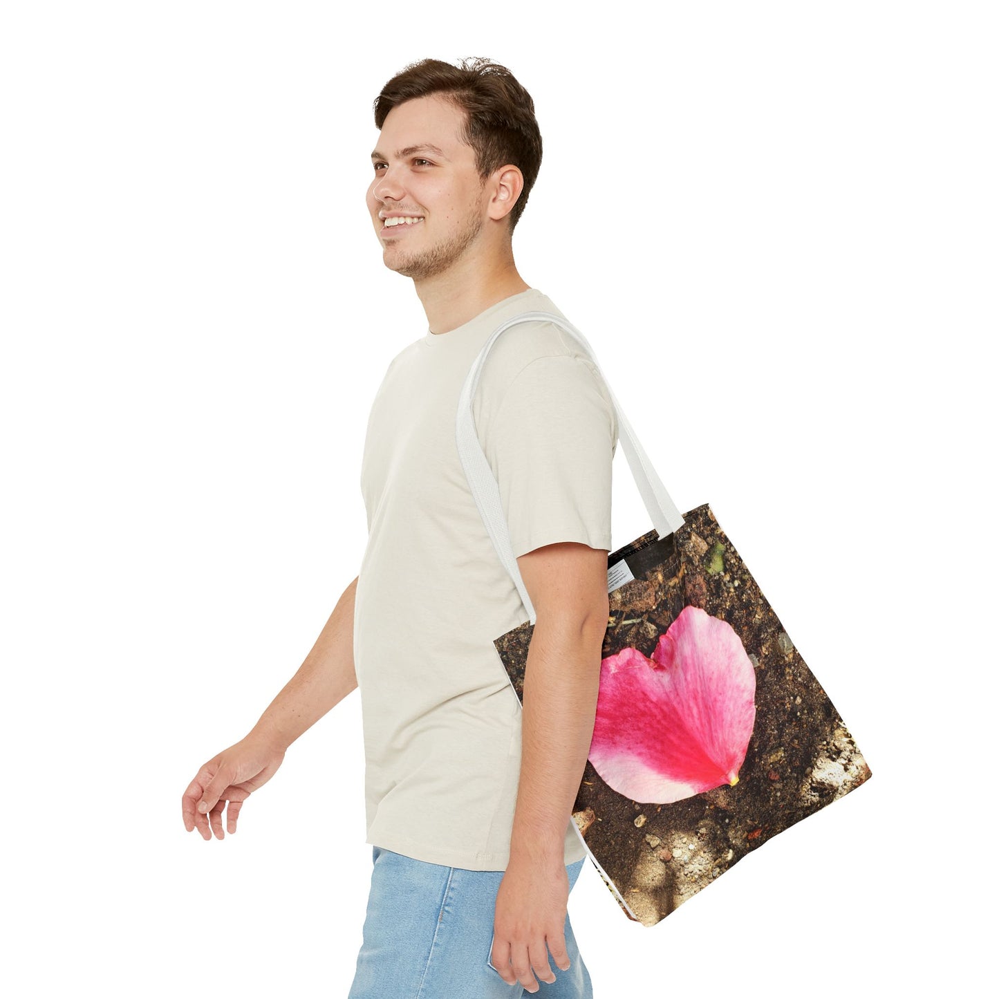 Unisex Garden Themed Double Delight Heart Shaped Rose Petal Tote Bag