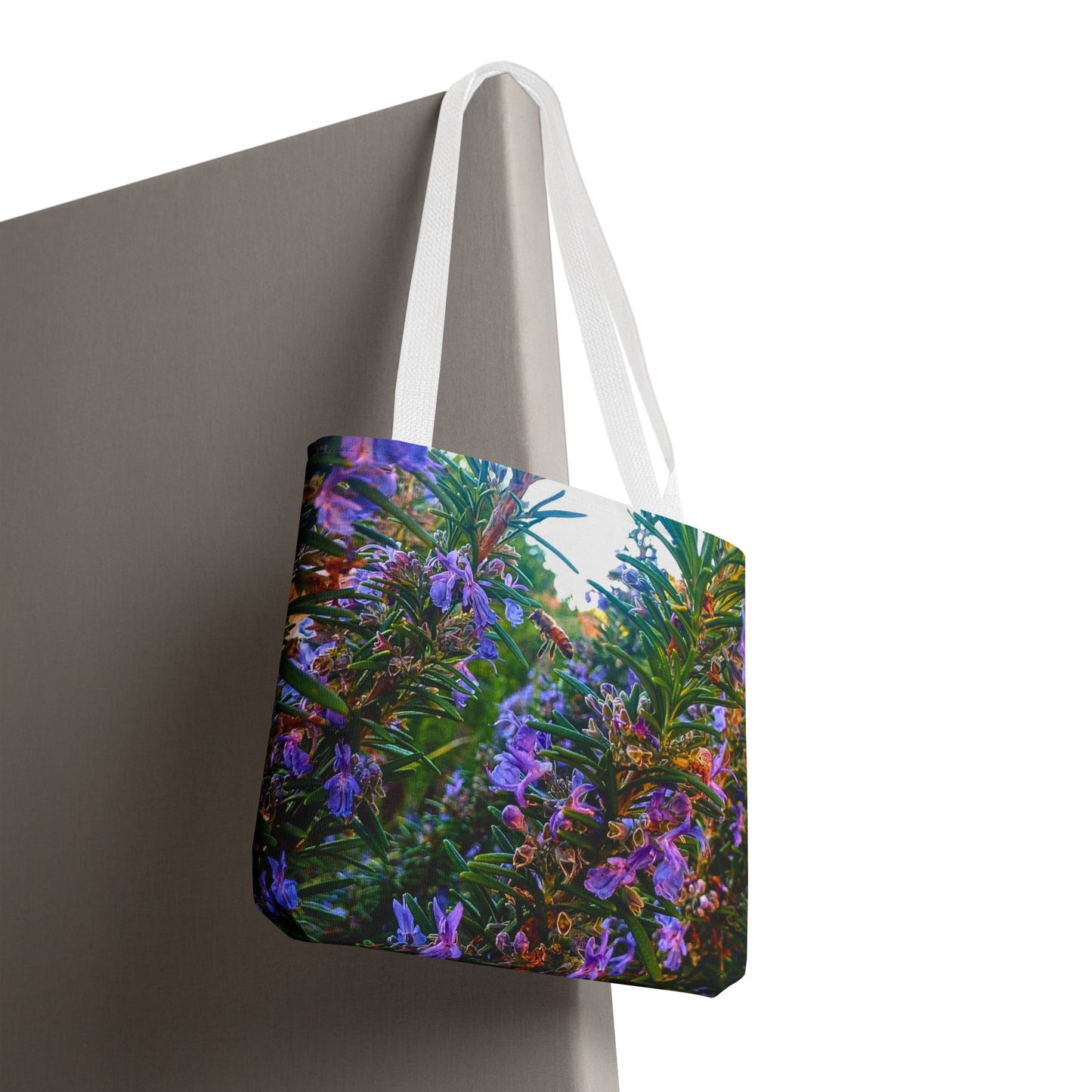 Garden Themed Bee and Rosemary Tote Bag