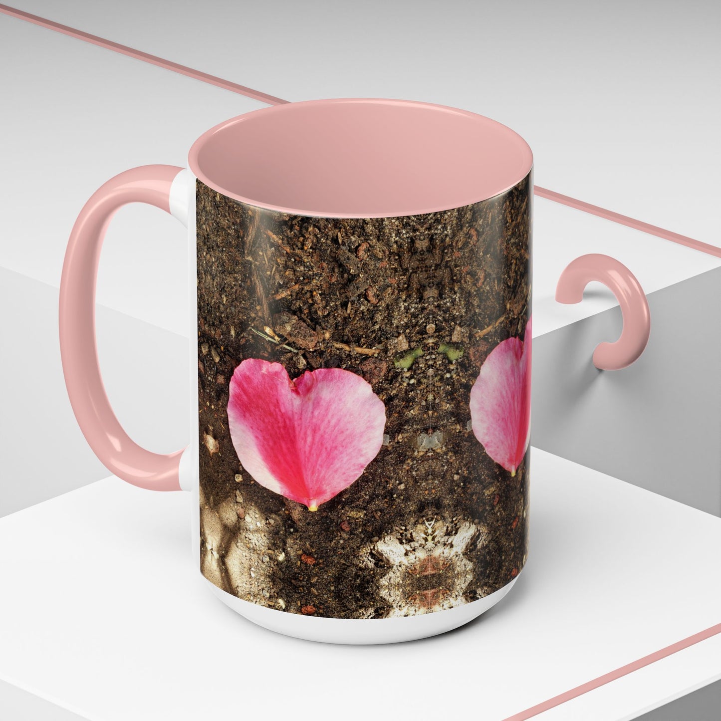 11oz/15oz Garden Themed Double Delight Heart Shaped Rose Petal Coffee Mug