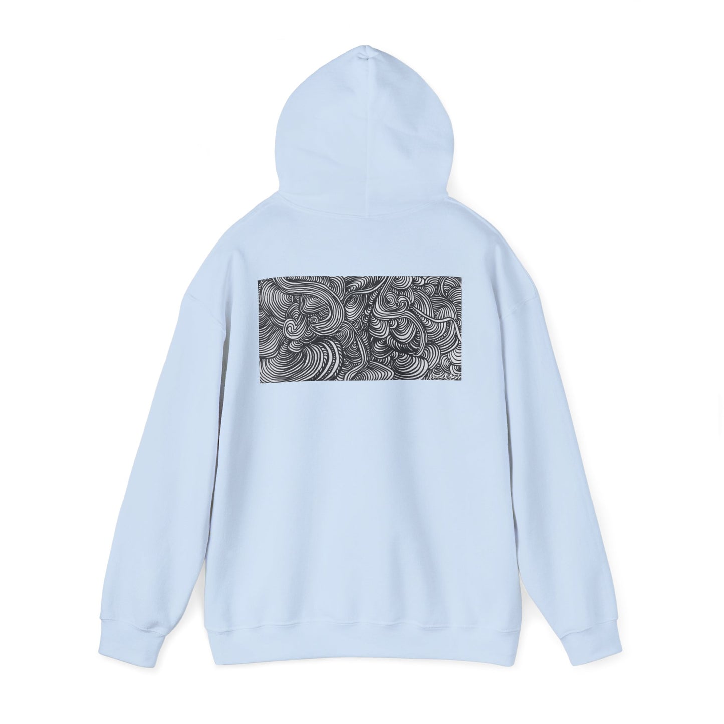 Unisex Heavy Blend™ Original Minimalist Line Art Midsize Print Hooded Sweatshirt - Liquid