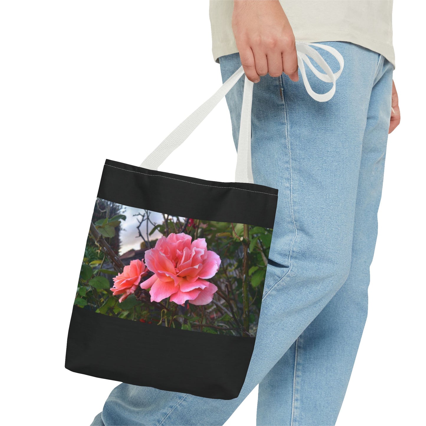 Unisex Garden Themed Double Delight Roses Reusable Tote Bag