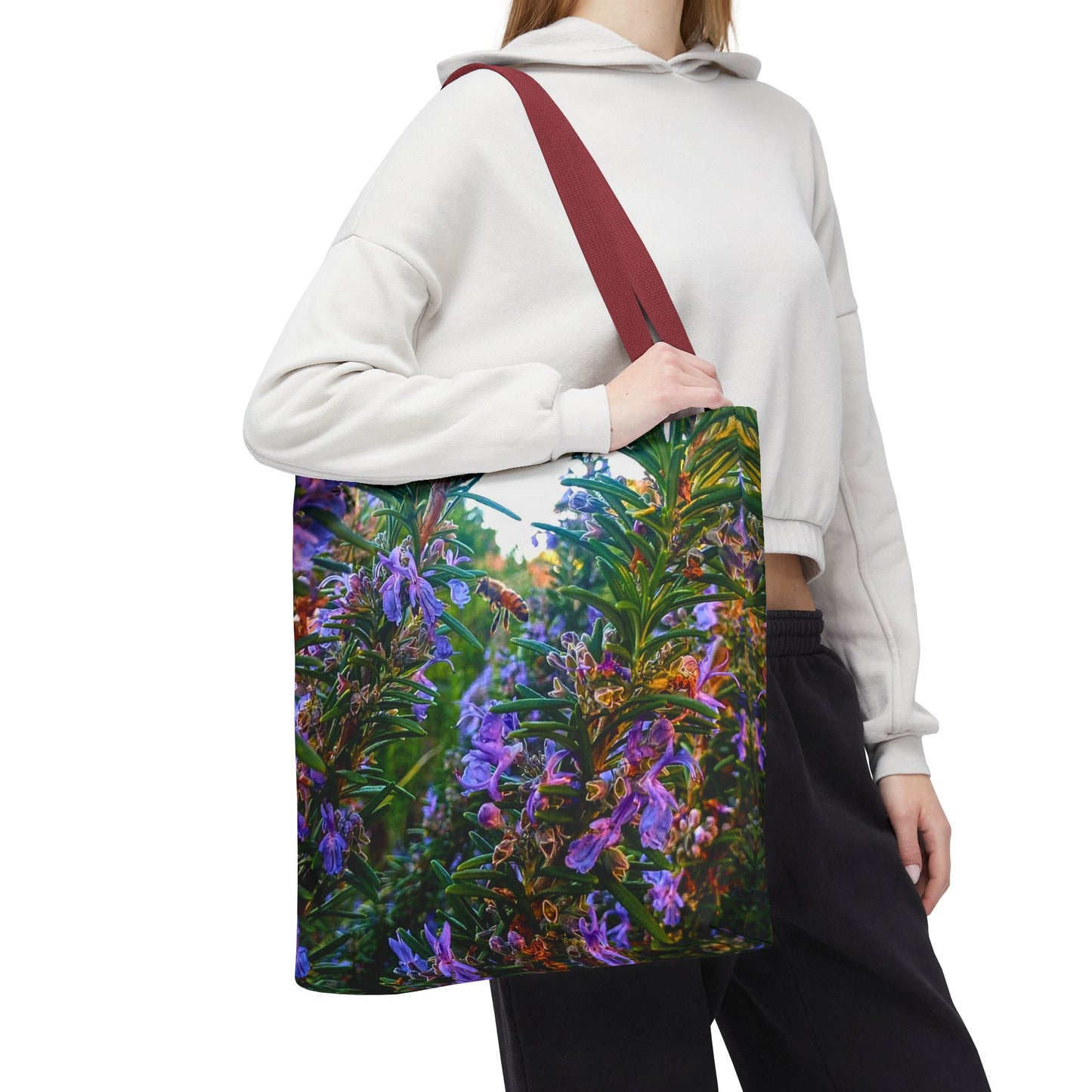 Garden Themed Bee and Rosemary Tote Bag